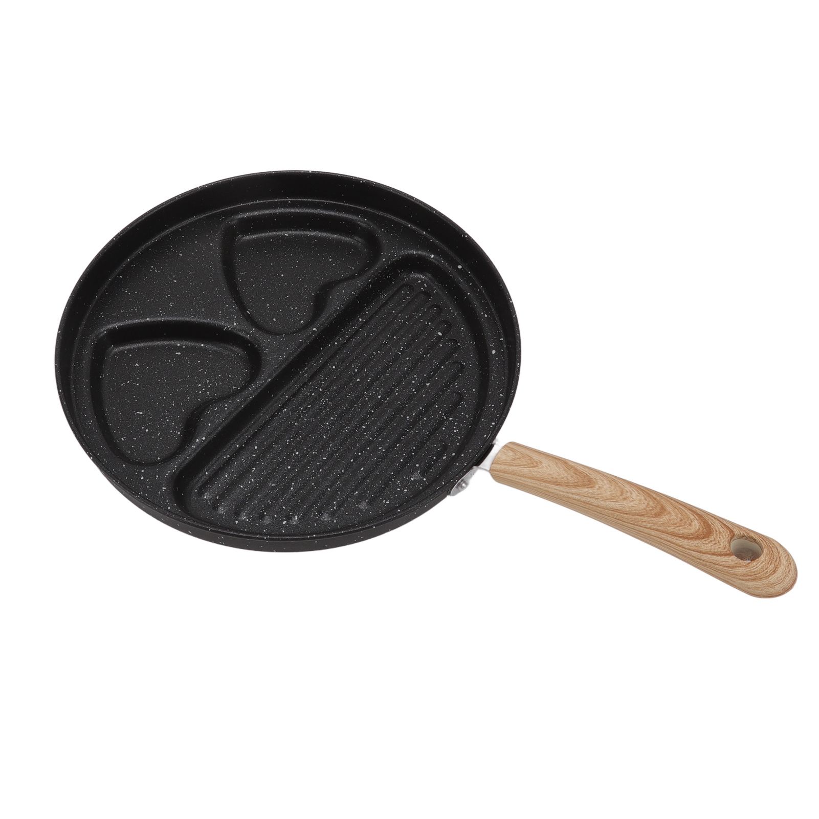 Egg Steak Divided Frying Pan 3 in 1 Multifunctional Prevent Stick Egg Beef Steak Cooker Pan for Home - Image 6
