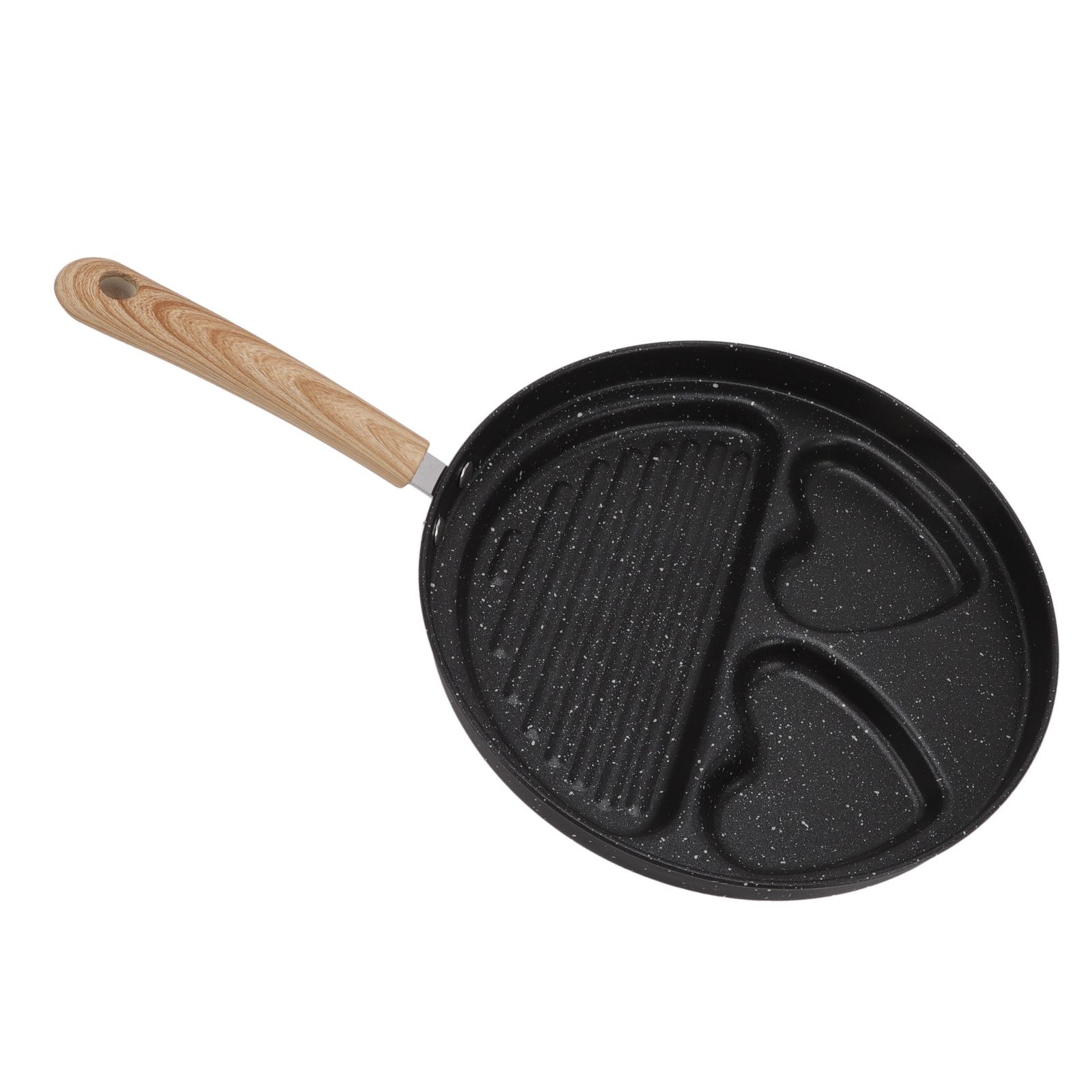 Egg Steak Divided Frying Pan 3 in 1 Multifunctional Prevent Stick Egg Beef Steak Cooker Pan for Home - Image 7
