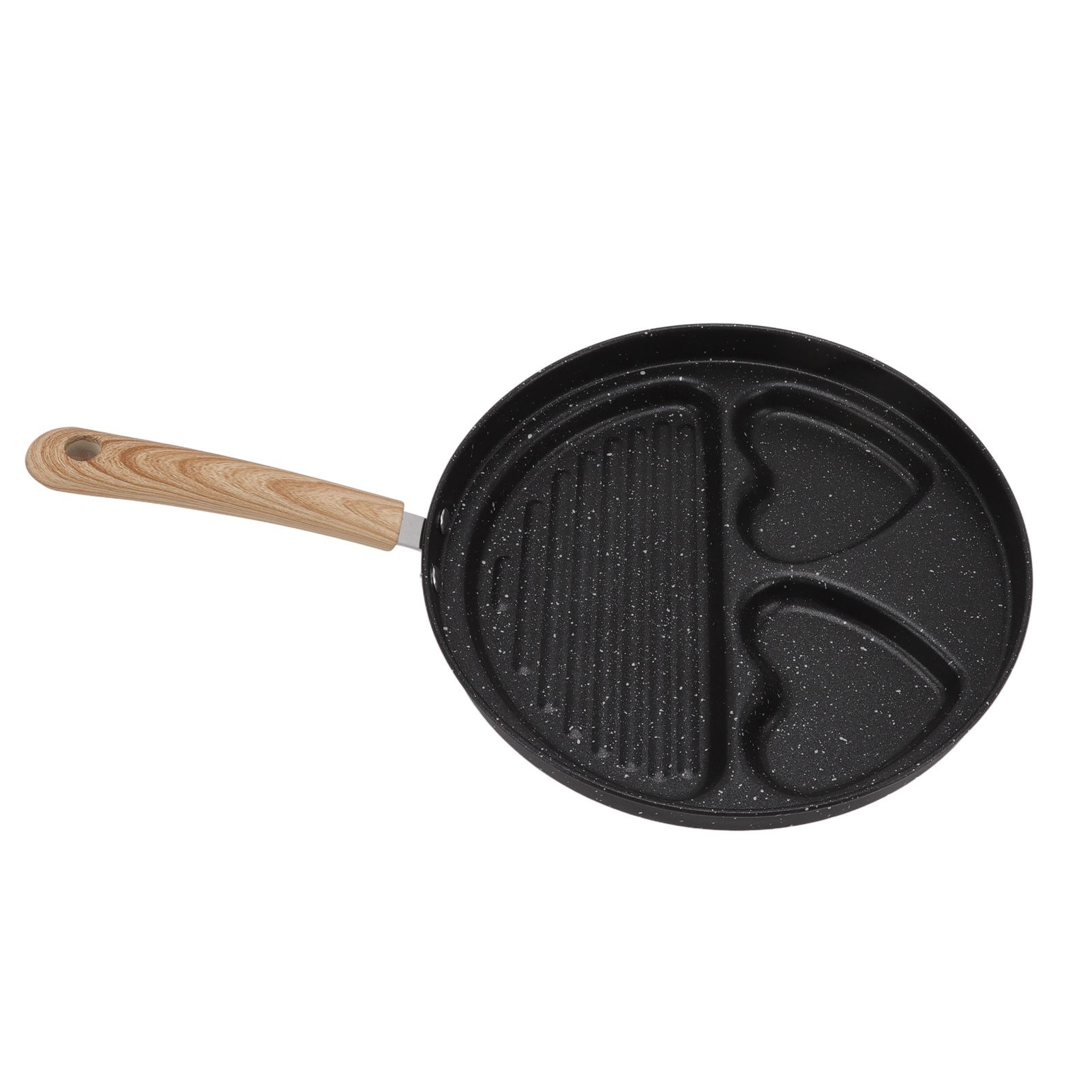 Egg Steak Divided Frying Pan 3 in 1 Multifunctional Prevent Stick Egg Beef Steak Cooker Pan for Home - Image 8