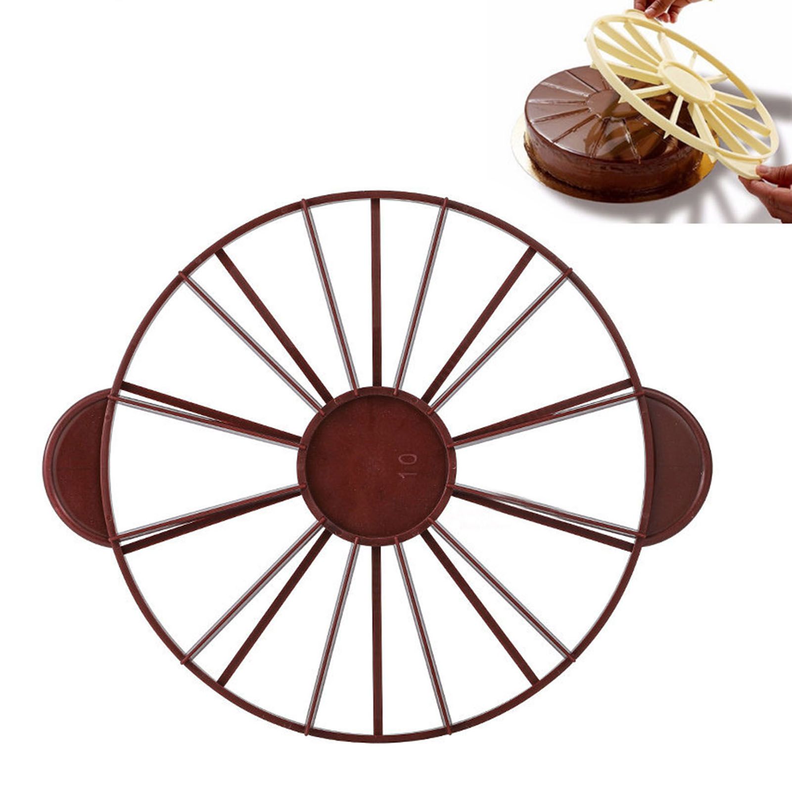 Cake Portion Marker Food Grade Round 10/12 Piece Cake Slice Marker Equal Portion Cutter Bread Cake Divider Baking Tool Dark Red (Brown) 126g/4.4oz（280） - Image 5