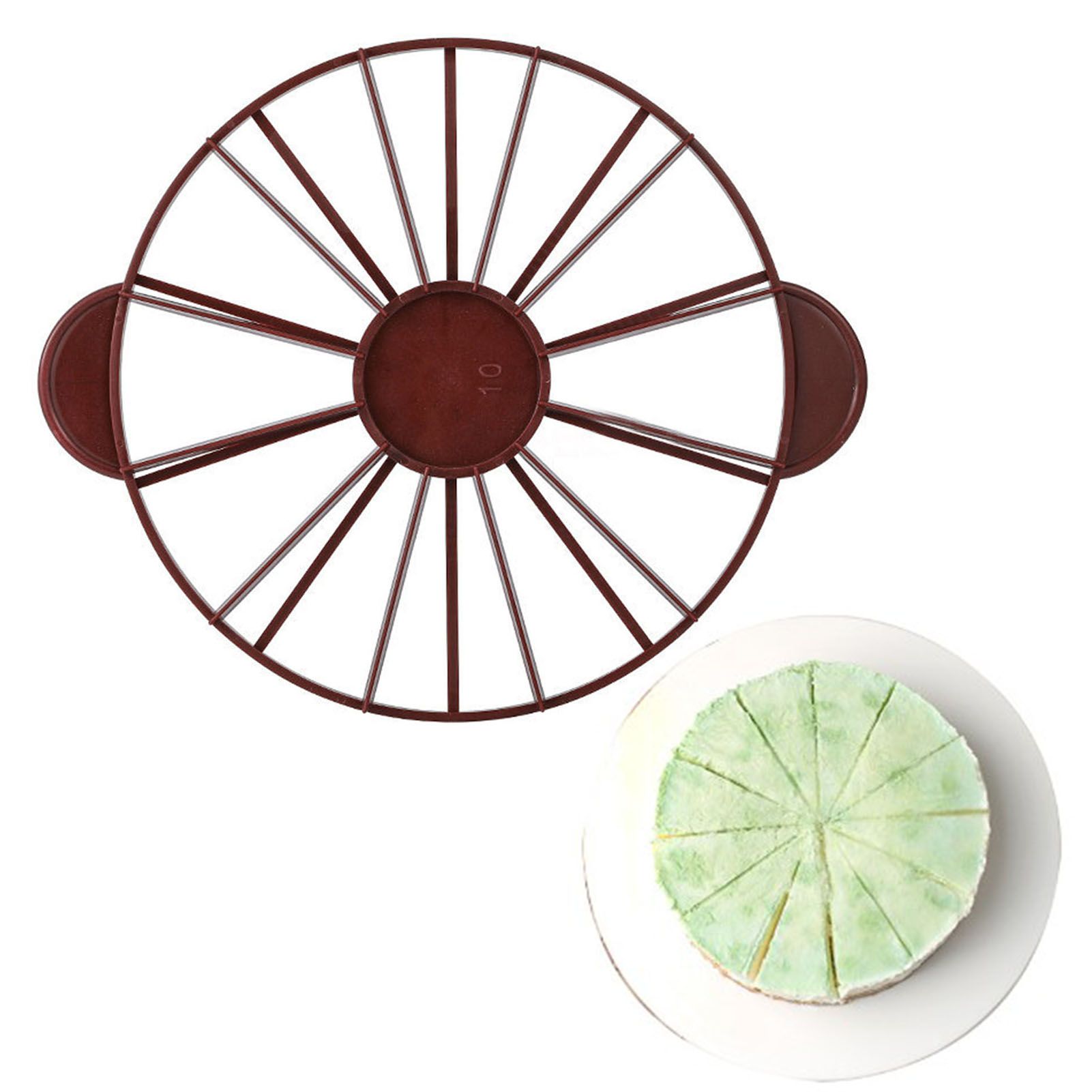 Cake Portion Marker Food Grade Round 10/12 Piece Cake Slice Marker Equal Portion Cutter Bread Cake Divider Baking Tool Dark Red (Brown) 126g/4.4oz（280） - Image 6