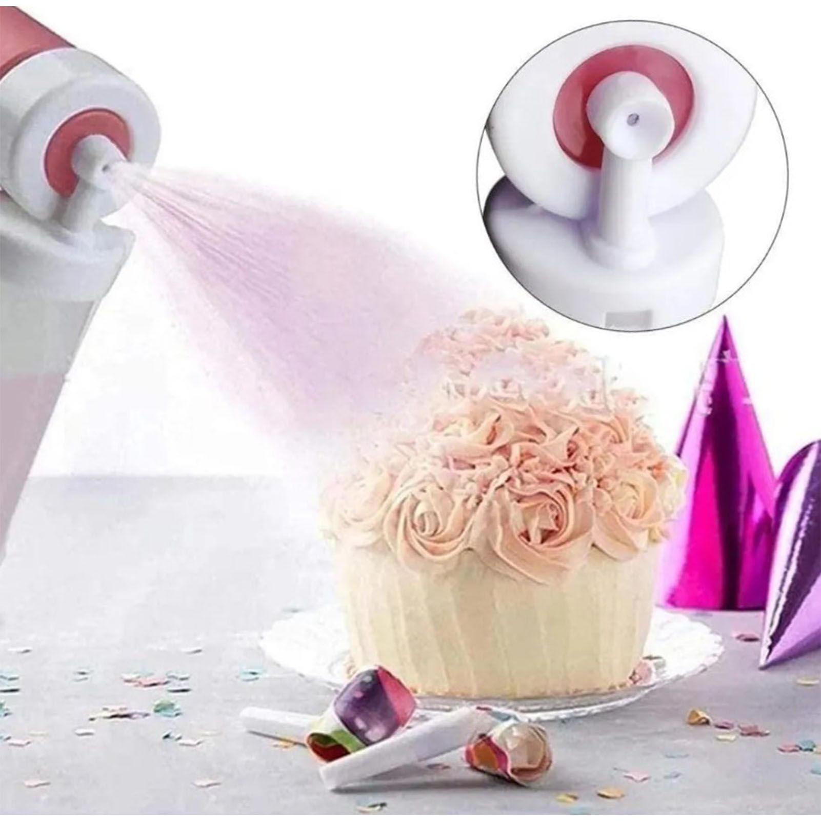 Manual Cake Airbrush Multipurpose Cake Decorating Airbrush with 4 Empty Bottles for Bakery Decoration - Image 5