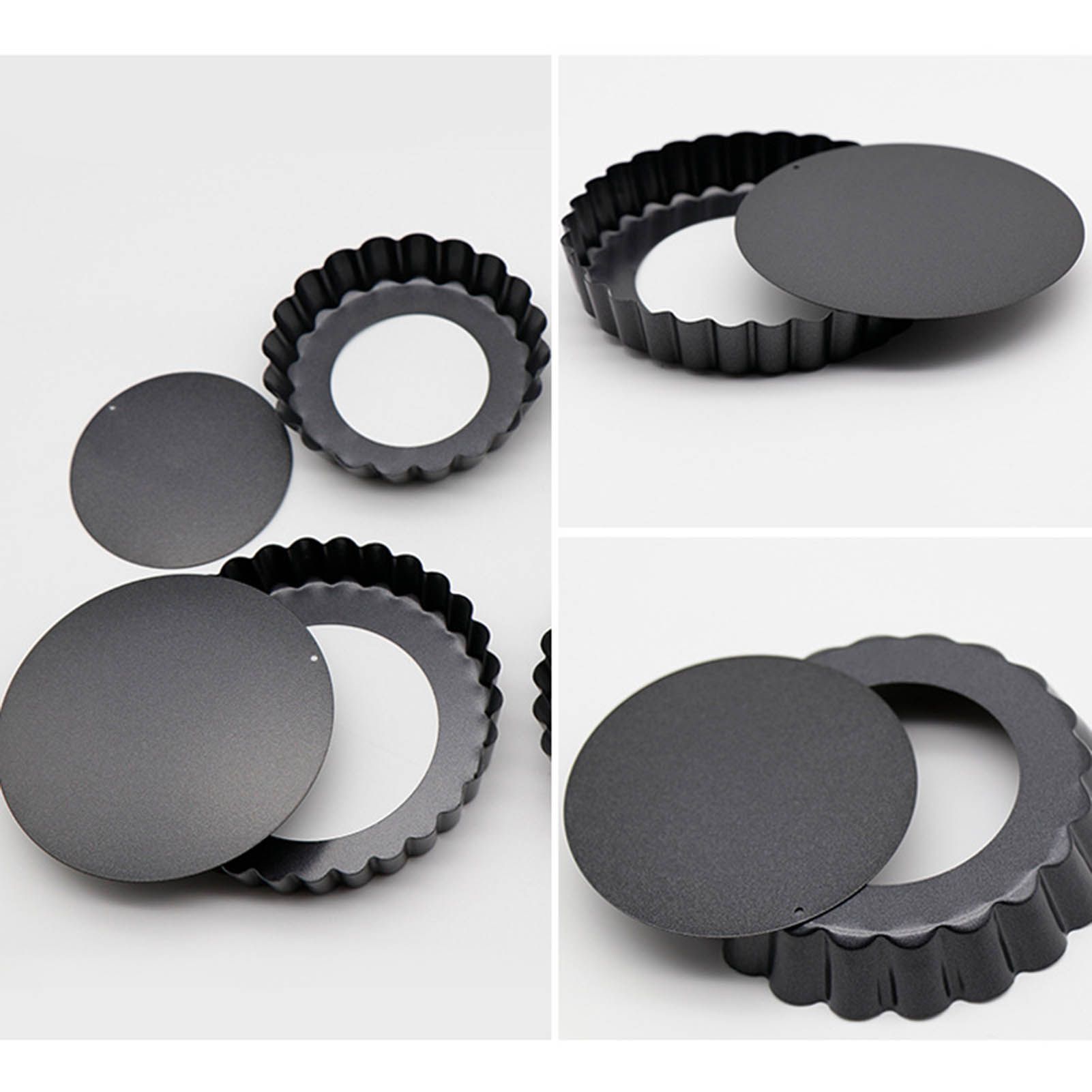 6 Pcs Mini Cake Mould with Removable Bottom 3 Inch Egg Tart Mould Muffin Pans Black Round for Dessert Baking Cooking - Image 7