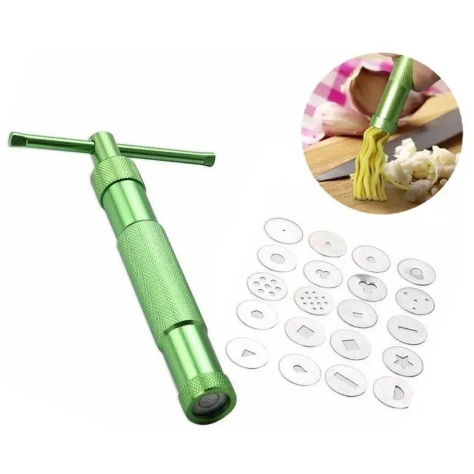 Green Clay Extruder Stainless Steel Clay Extruder Fondant Cake Sculpture Polymer Clay Tools Cake Decorating Tools - Image 5