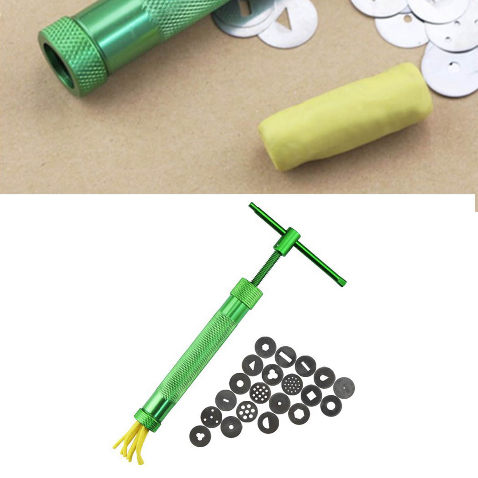 Green Clay Extruder Stainless Steel Clay Extruder Fondant Cake Sculpture Polymer Clay Tools Cake Decorating Tools - Image 6