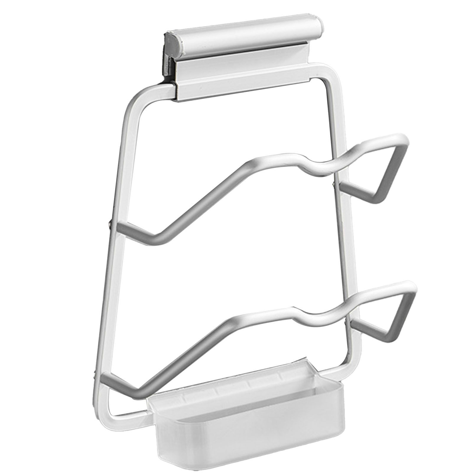 Pot Lid Holder Drilling Free Wall Mounted Space Saving Aluminium Hand Polishing Rustproof for Kitchen 2 Layer - Image 2