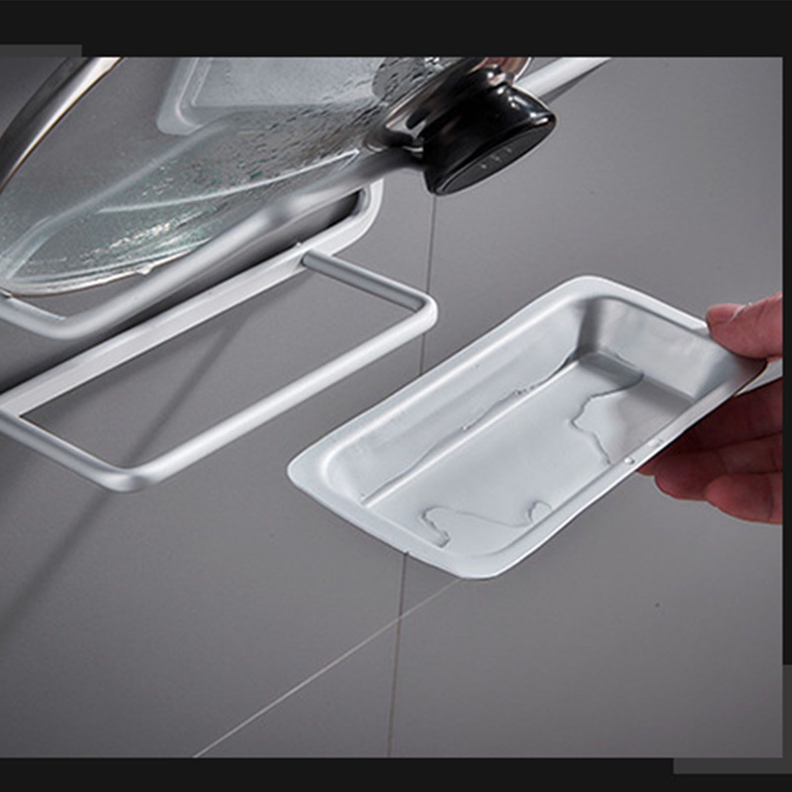 Pot Lid Holder Drilling Free Wall Mounted Space Saving Aluminium Hand Polishing Rustproof for Kitchen 2 Layer - Image 7
