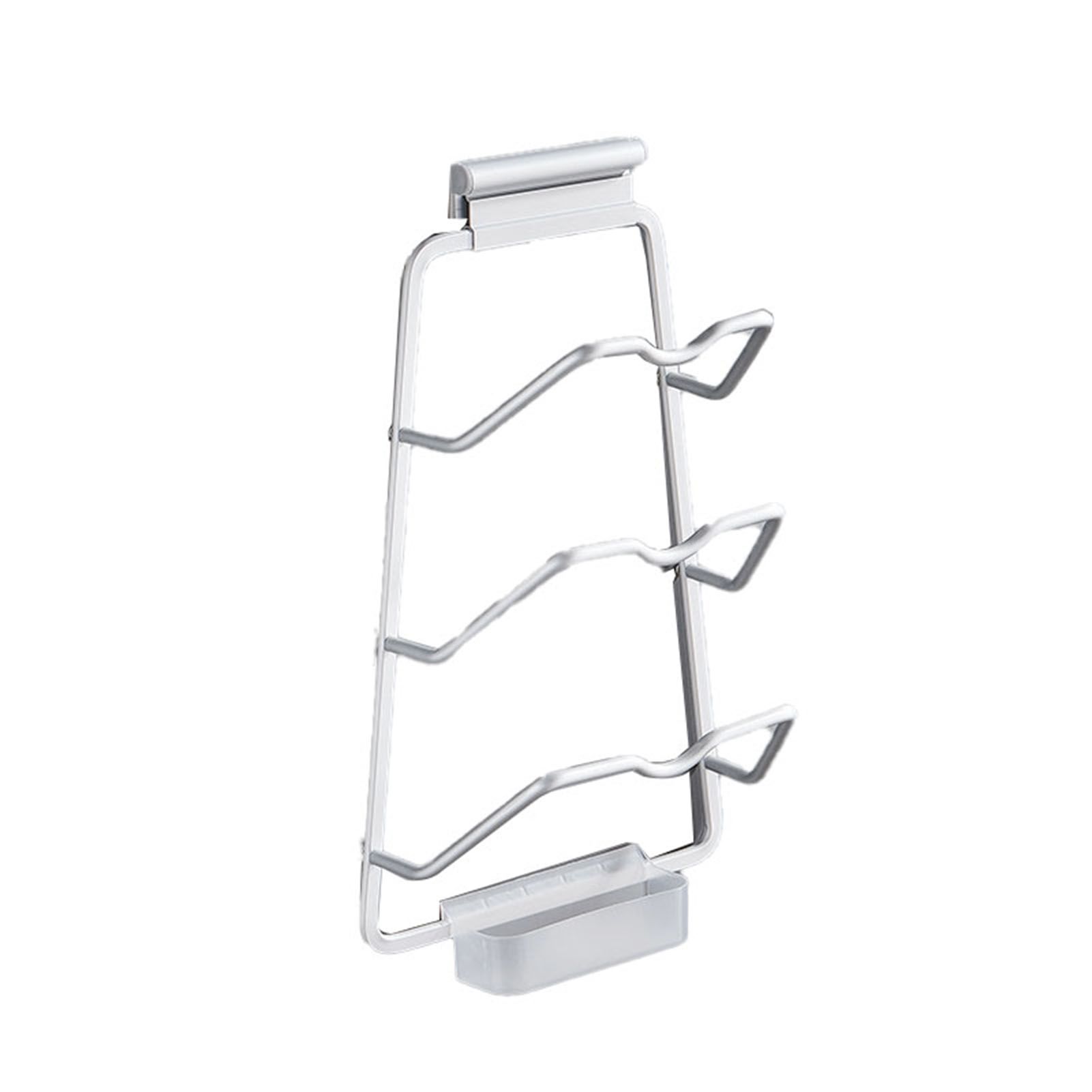 Pot Lid Holder Drilling Free Wall Mounted Space Saving Aluminium Hand Polishing Rustproof for Kitchen 3 Layer - Image 1