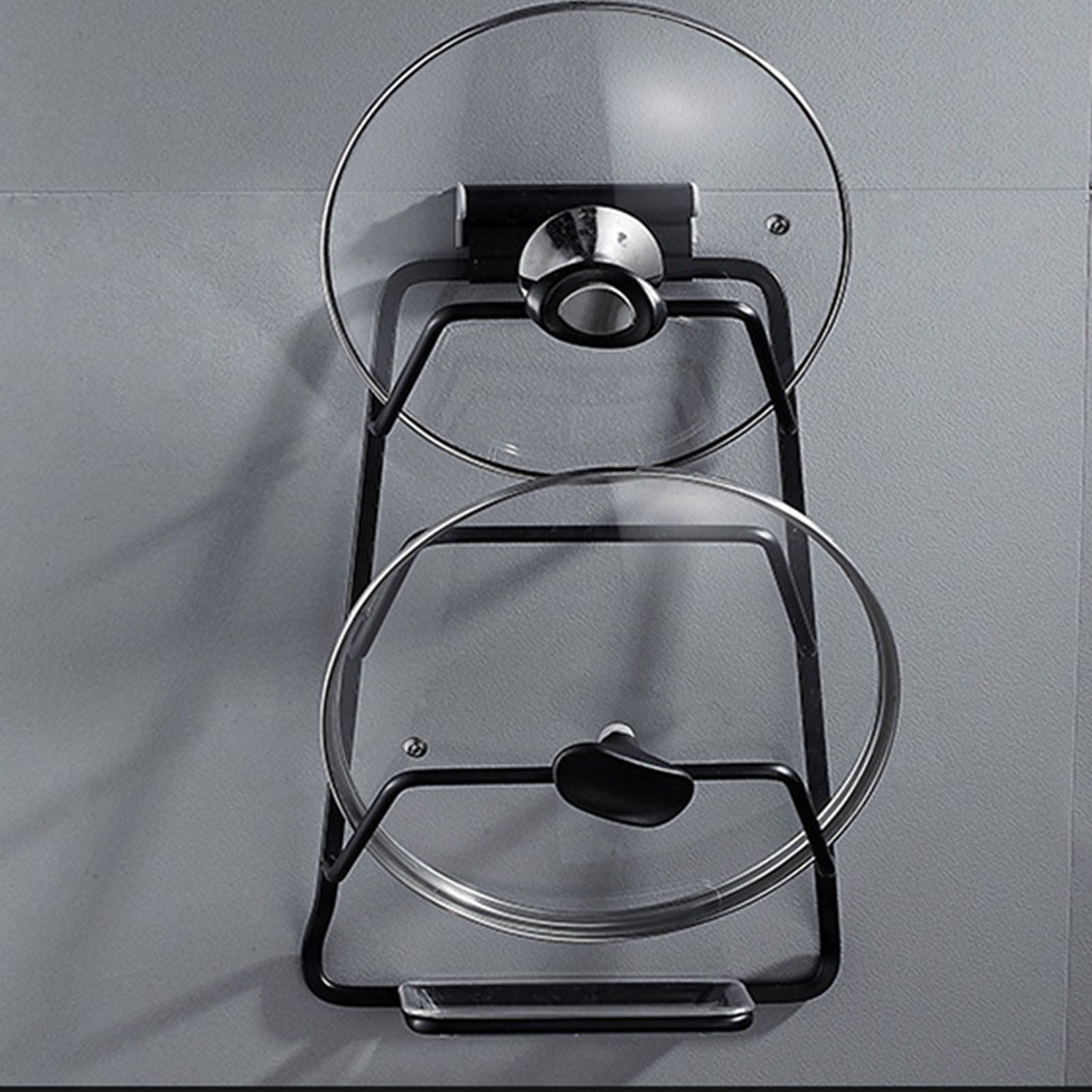 Pot Lid Holder Drilling Free Wall Mounted Space Saving Aluminium Hand Polishing Rustproof for Kitchen 3 Layer - Image 5