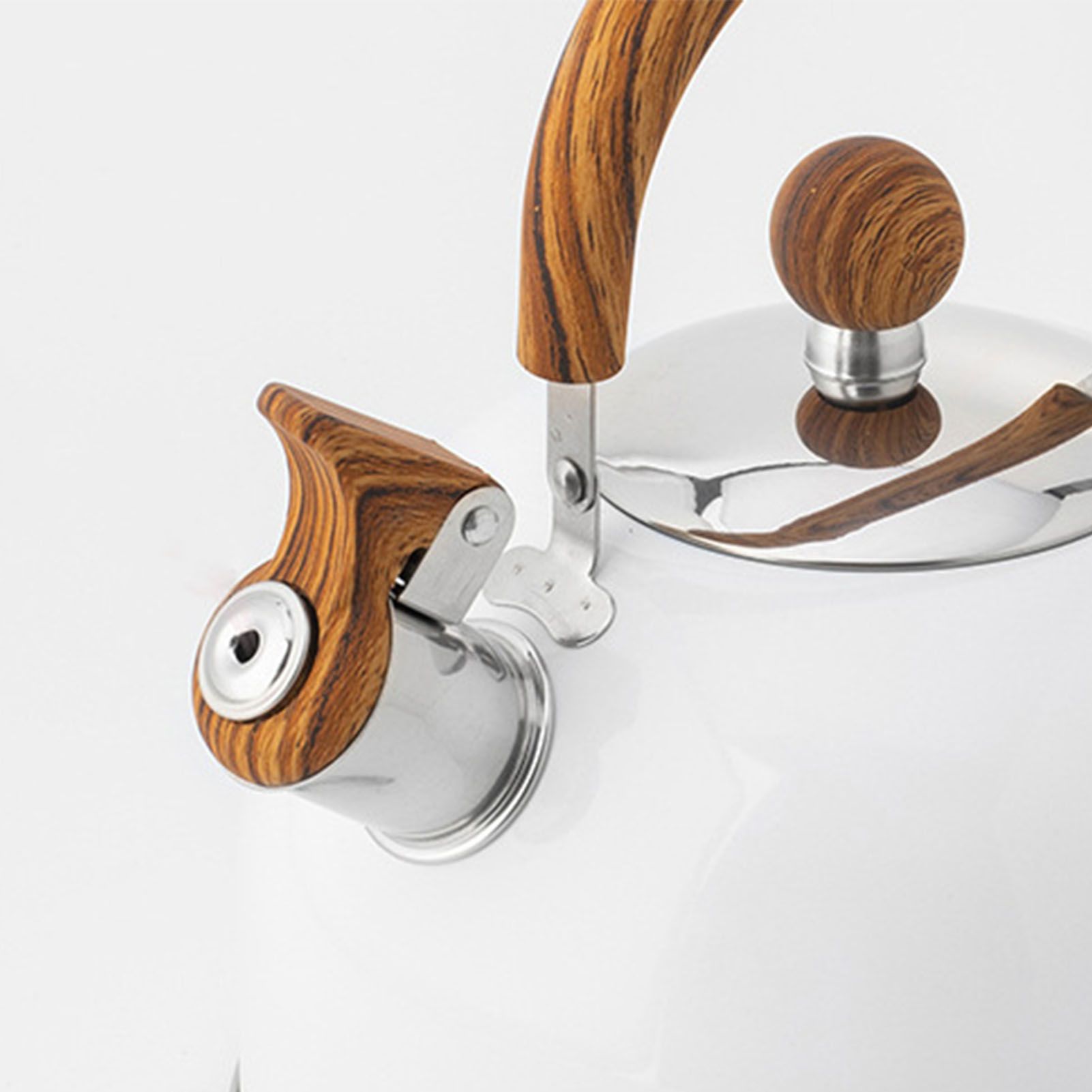 Whistle Kettle Stovetop Stainless Steel Foldable Handle Kitchen Supplies 2.5L White - Image 8