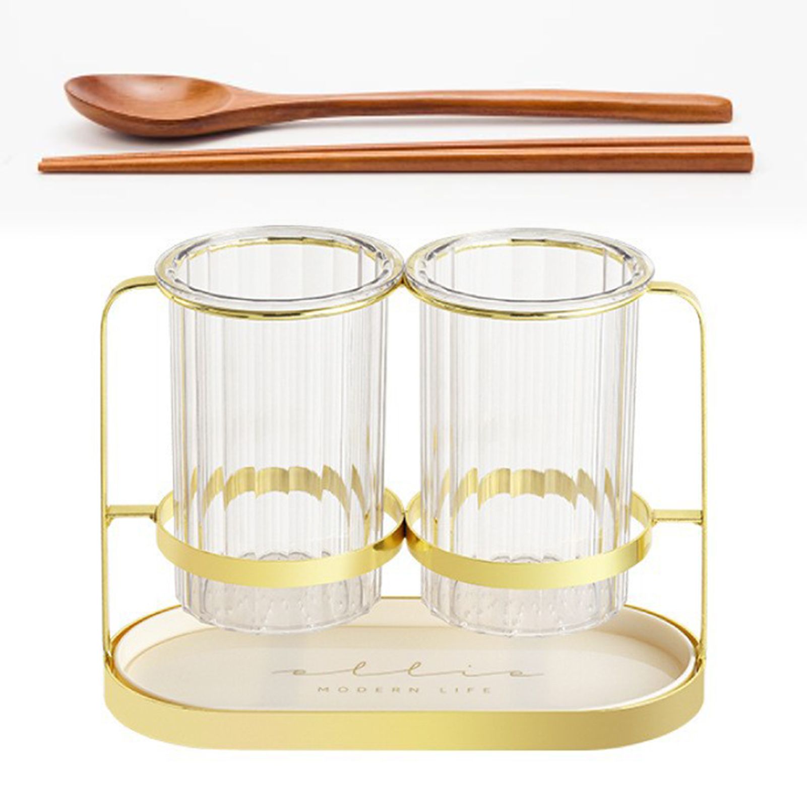 Chopsticks Drying Holder Iron PET Transparent Chopsticks Drying Caddy for Spoons Kitchen Platinum - Image 6