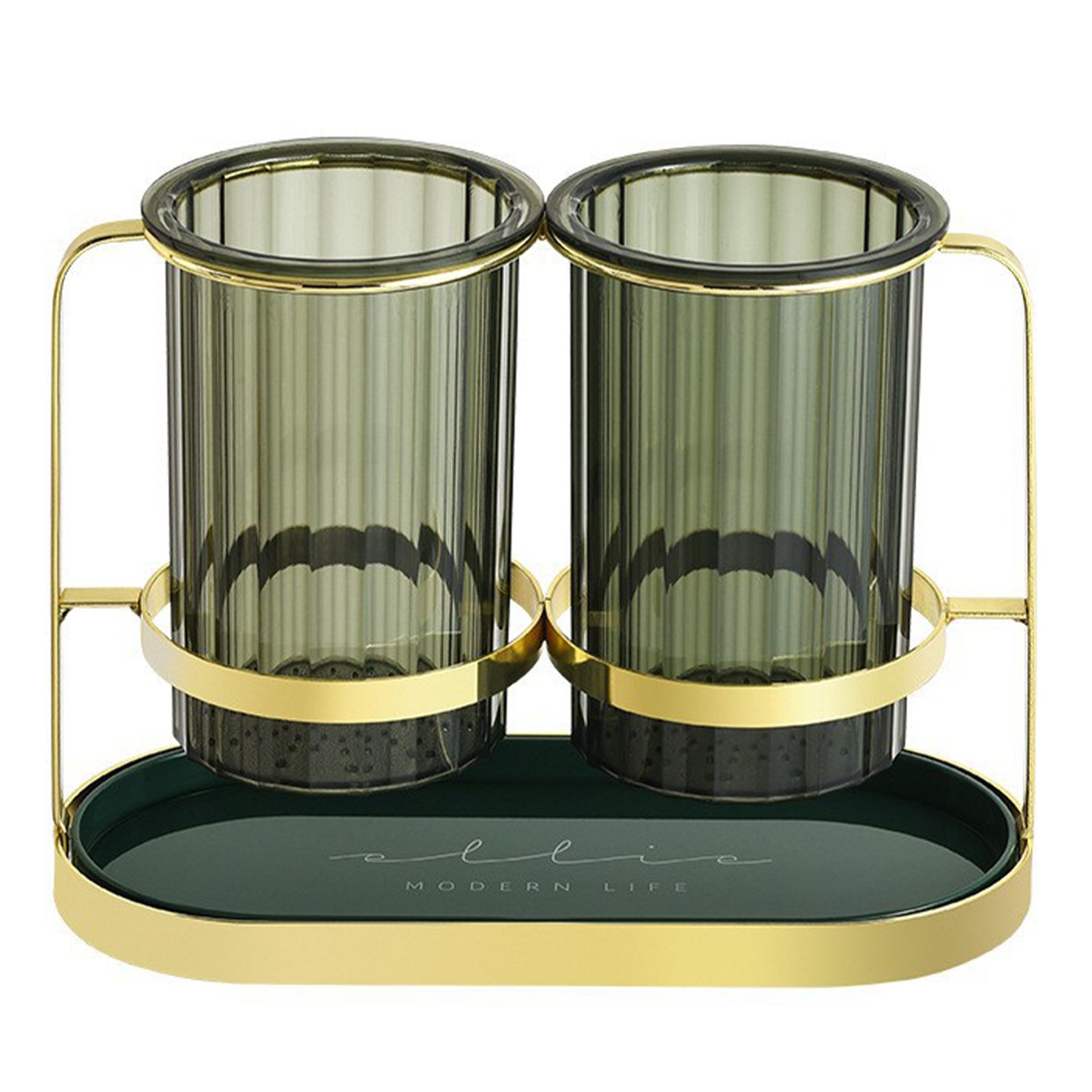 Chopsticks Drying Holder Iron PET Transparent Chopsticks Drying Caddy for Spoons Kitchen Green Gold - Image 1