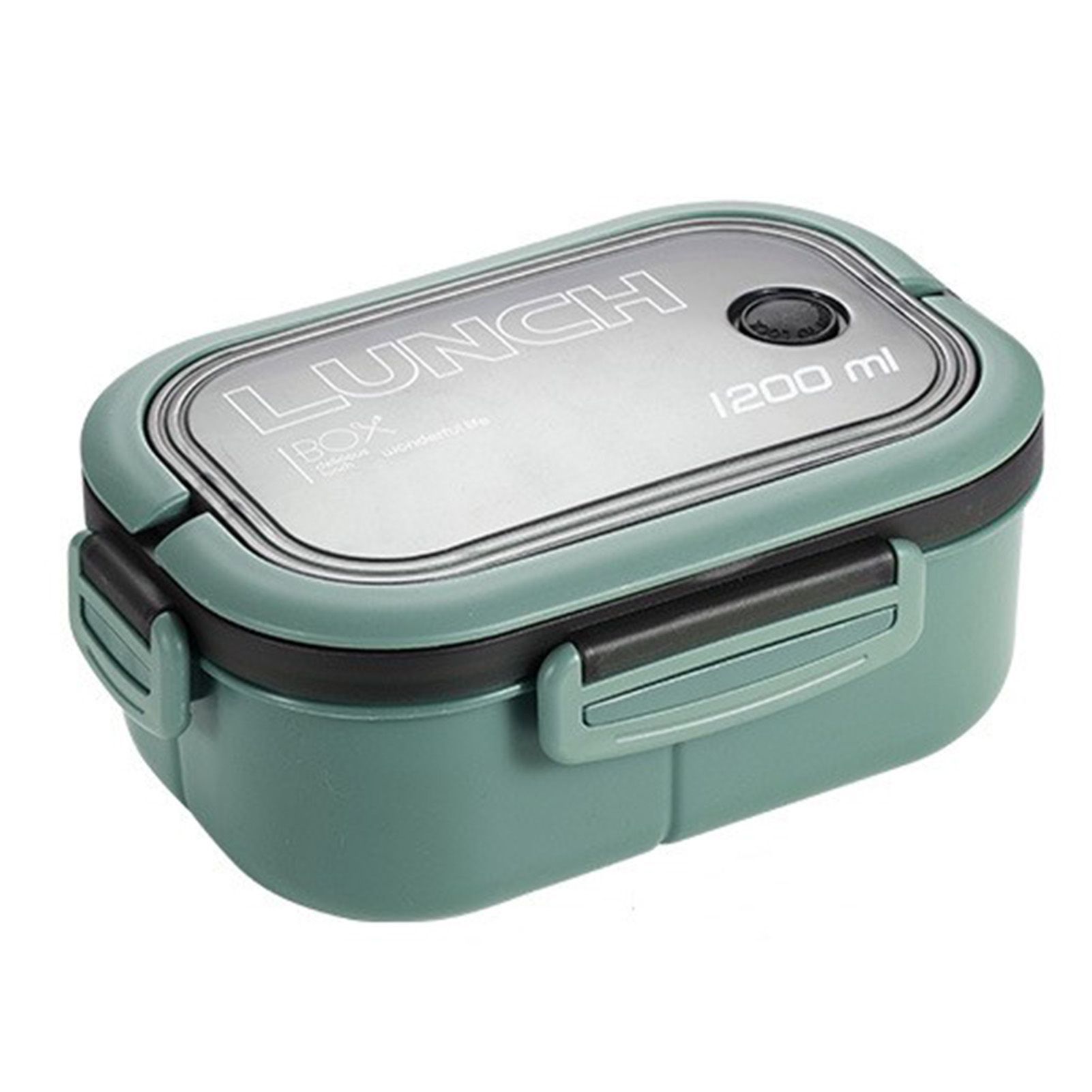 1200ml Bento Lunch Box Double Layer Insulation Lunch Box Container with Fork Spoon for Students Office Workers Green - Image 1