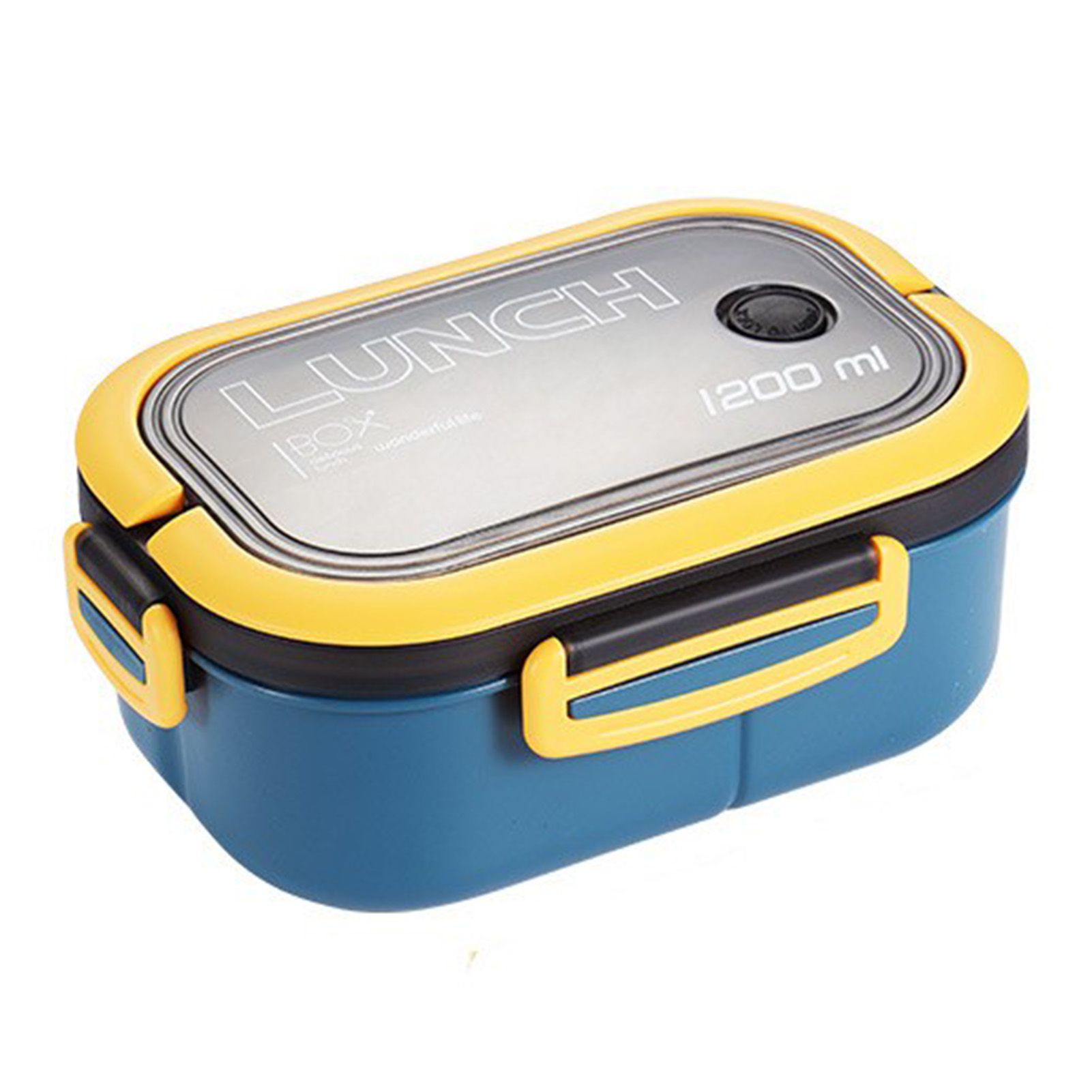 1200ml Bento Lunch Box Double Layer Insulation Lunch Box Container with Fork Spoon for Students Office Workers Blue - Image 1