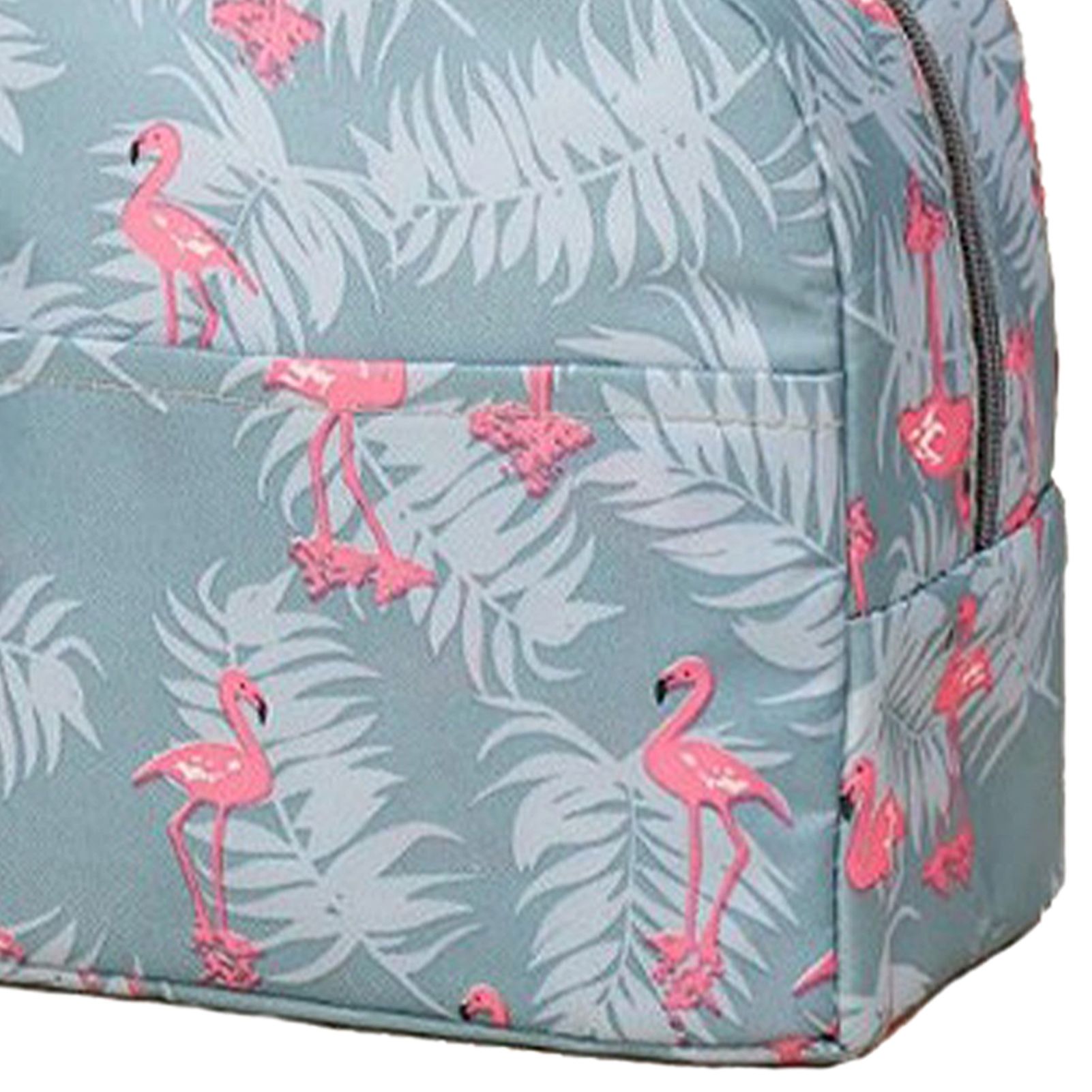 Insulated Lunch Bag Large Capacity Flamingo Pattern Portable Thickened Zipper Lunch Bag for School Work Gray Flamingo - Image 7