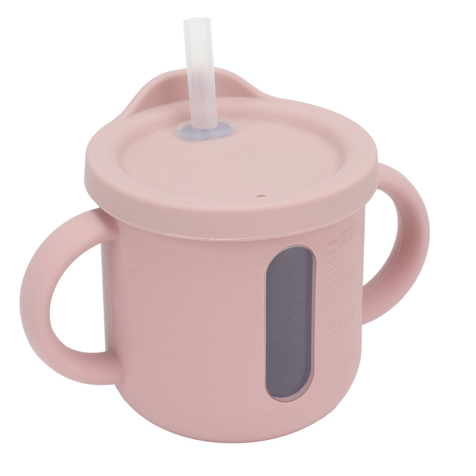 Silicone Sippy Cups Double Handles Lightweight Toddler Training Cup with Tight Leakproof Cover for Home Travelling Pink - Image 3