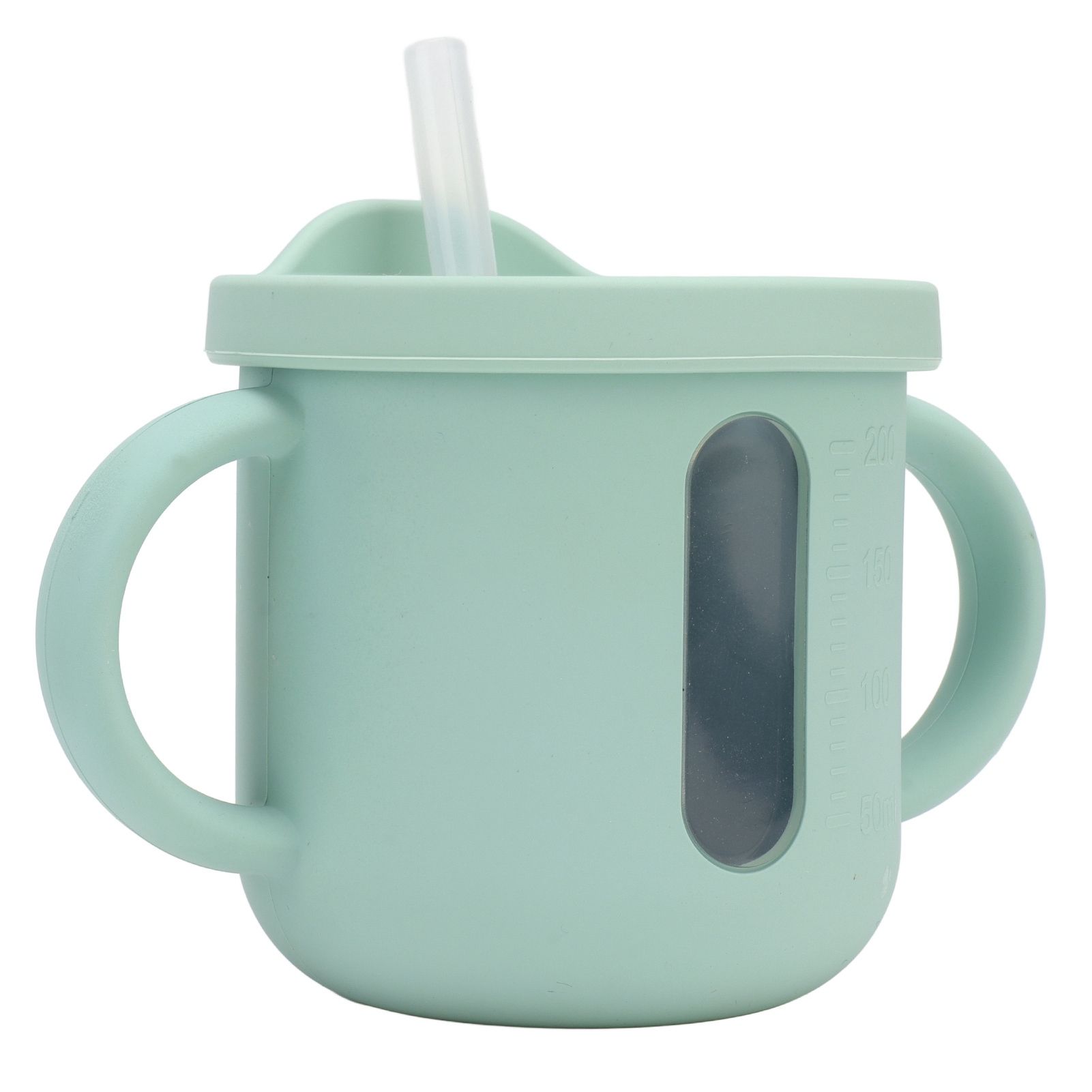 Silicone Sippy Cups Double Handles Lightweight Toddler Training Cup with Tight Leakproof Cover for Home Travelling Green - Image 2