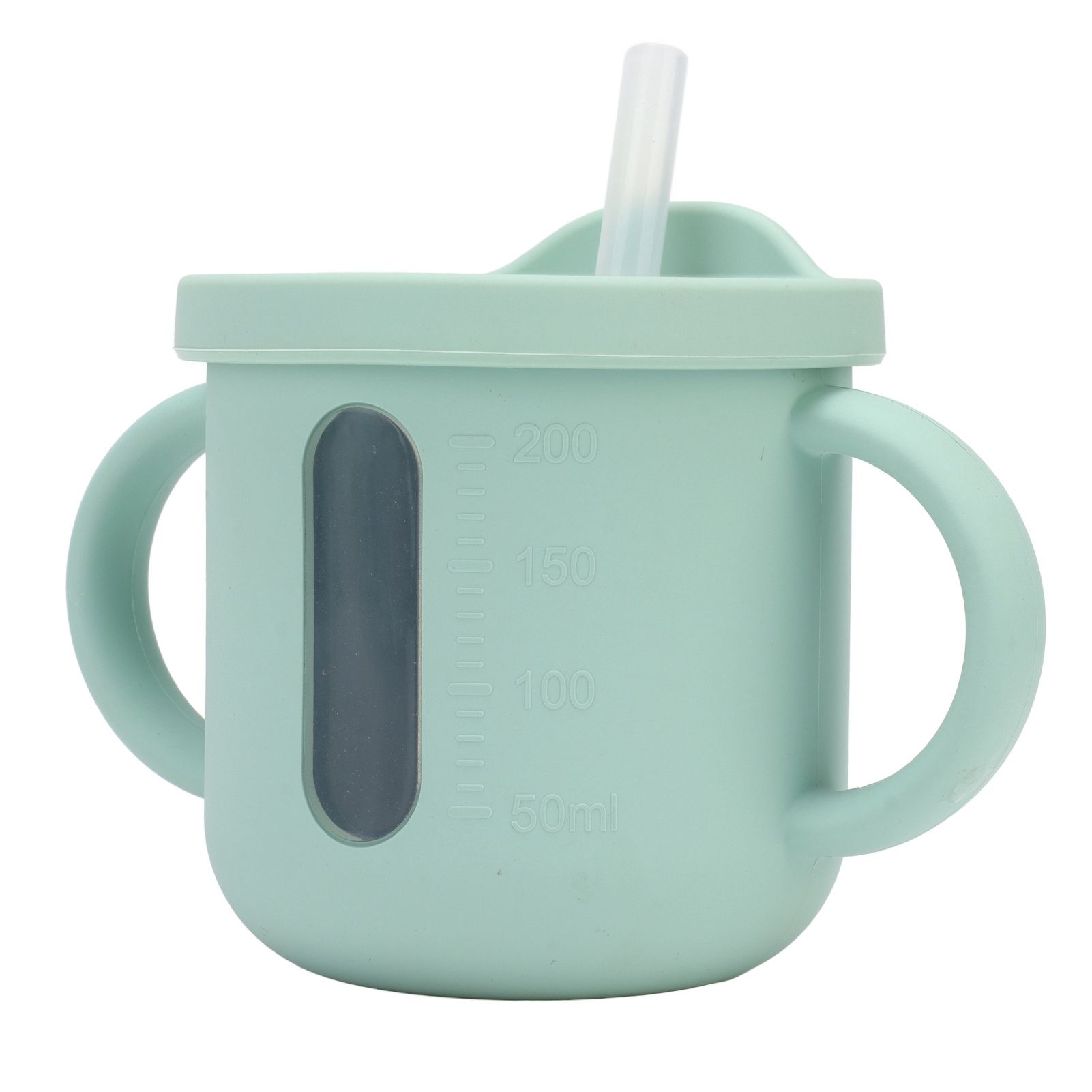 Silicone Sippy Cups Double Handles Lightweight Toddler Training Cup with Tight Leakproof Cover for Home Travelling Green - Image 3