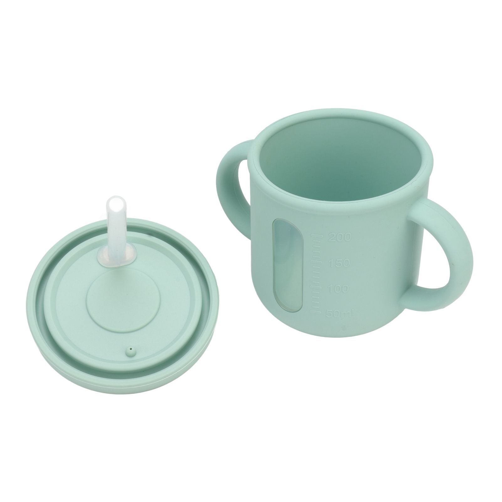 Silicone Sippy Cups Double Handles Lightweight Toddler Training Cup with Tight Leakproof Cover for Home Travelling Green - Image 4