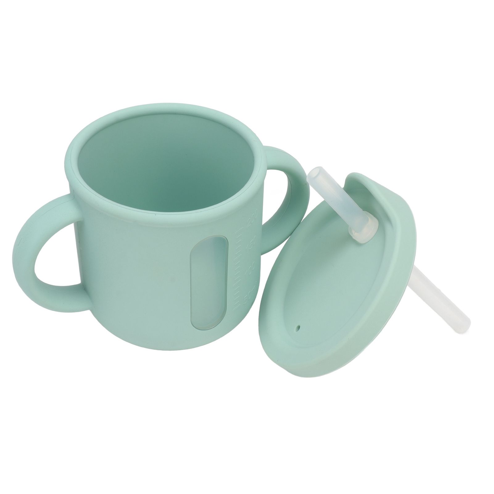 Silicone Sippy Cups Double Handles Lightweight Toddler Training Cup with Tight Leakproof Cover for Home Travelling Green - Image 5