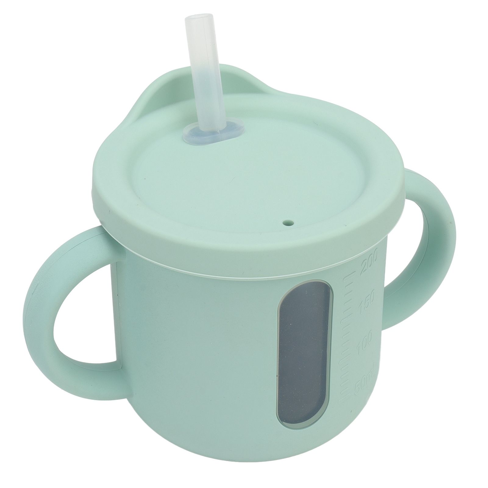 Silicone Sippy Cups Double Handles Lightweight Toddler Training Cup with Tight Leakproof Cover for Home Travelling Green - Image 7
