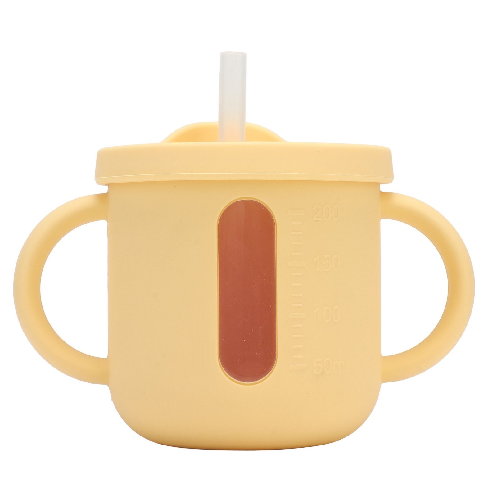 Silicone Sippy Cups Double Handles Lightweight Toddler Training Cup with Tight Leakproof Cover for Home Travelling Yellow - Image 1
