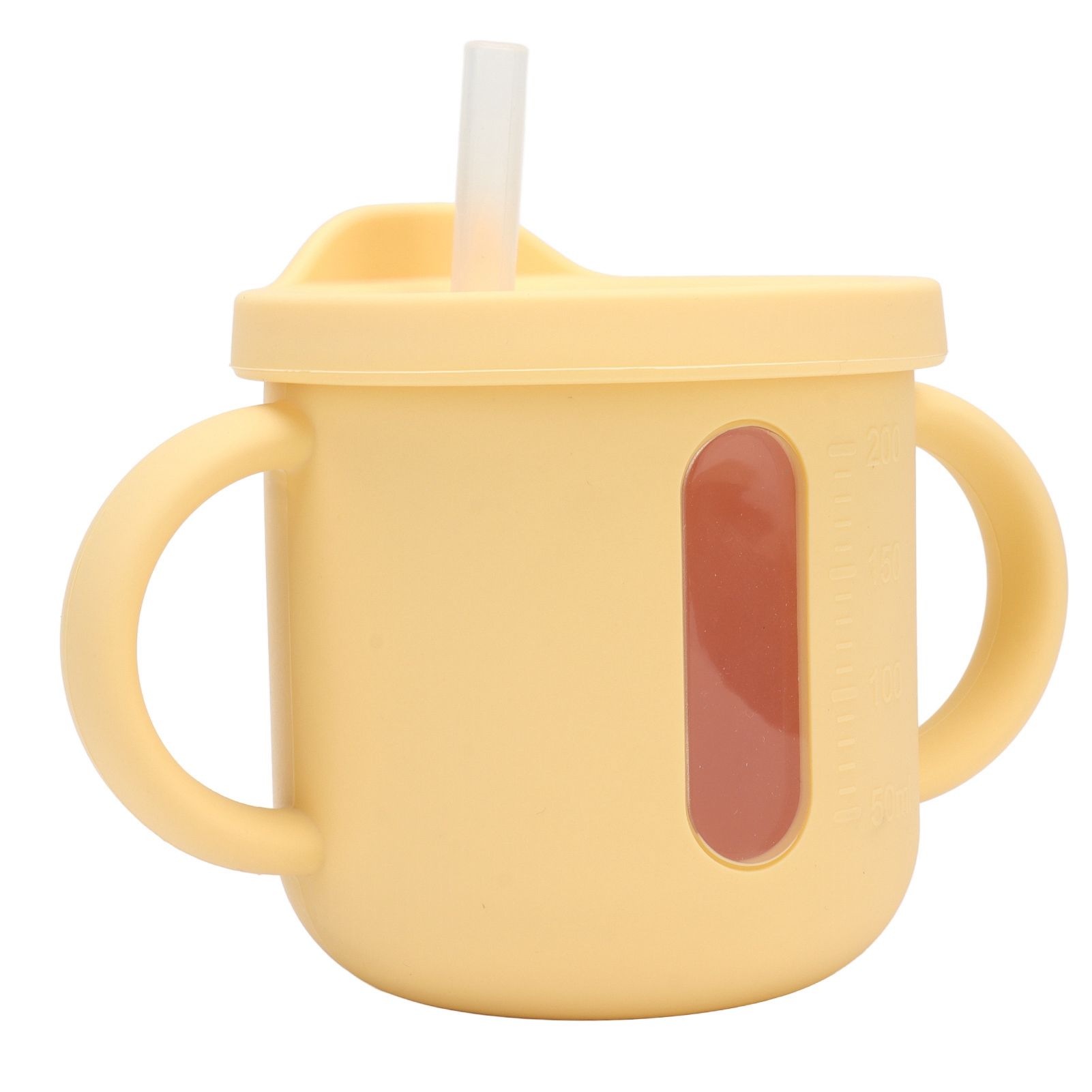 Silicone Sippy Cups Double Handles Lightweight Toddler Training Cup with Tight Leakproof Cover for Home Travelling Yellow - Image 2