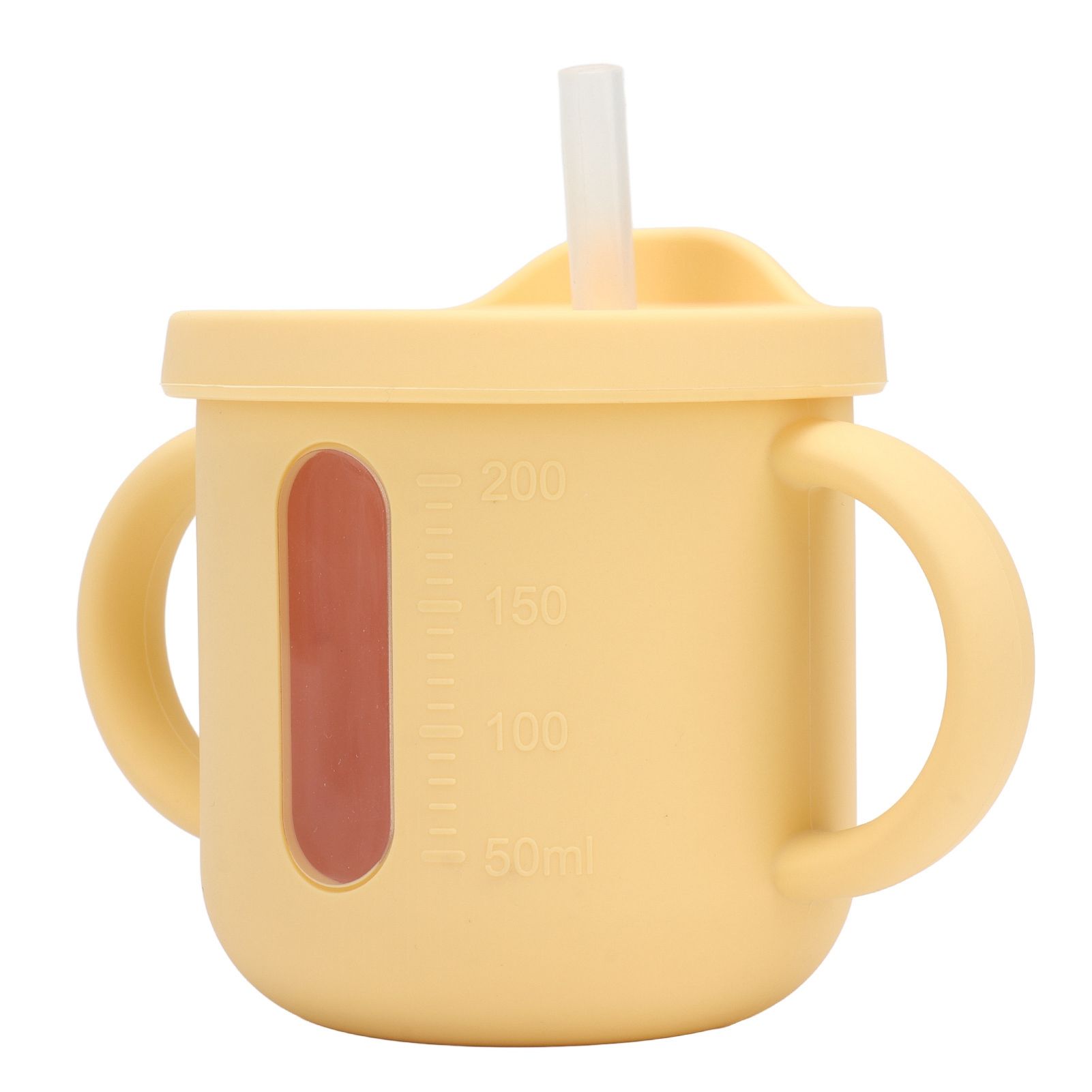 Silicone Sippy Cups Double Handles Lightweight Toddler Training Cup with Tight Leakproof Cover for Home Travelling Yellow - Image 3