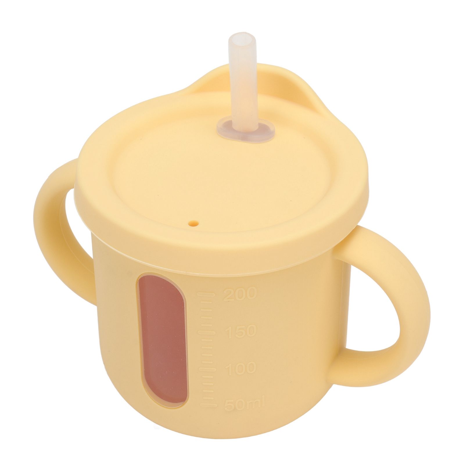 Silicone Sippy Cups Double Handles Lightweight Toddler Training Cup with Tight Leakproof Cover for Home Travelling Yellow - Image 4