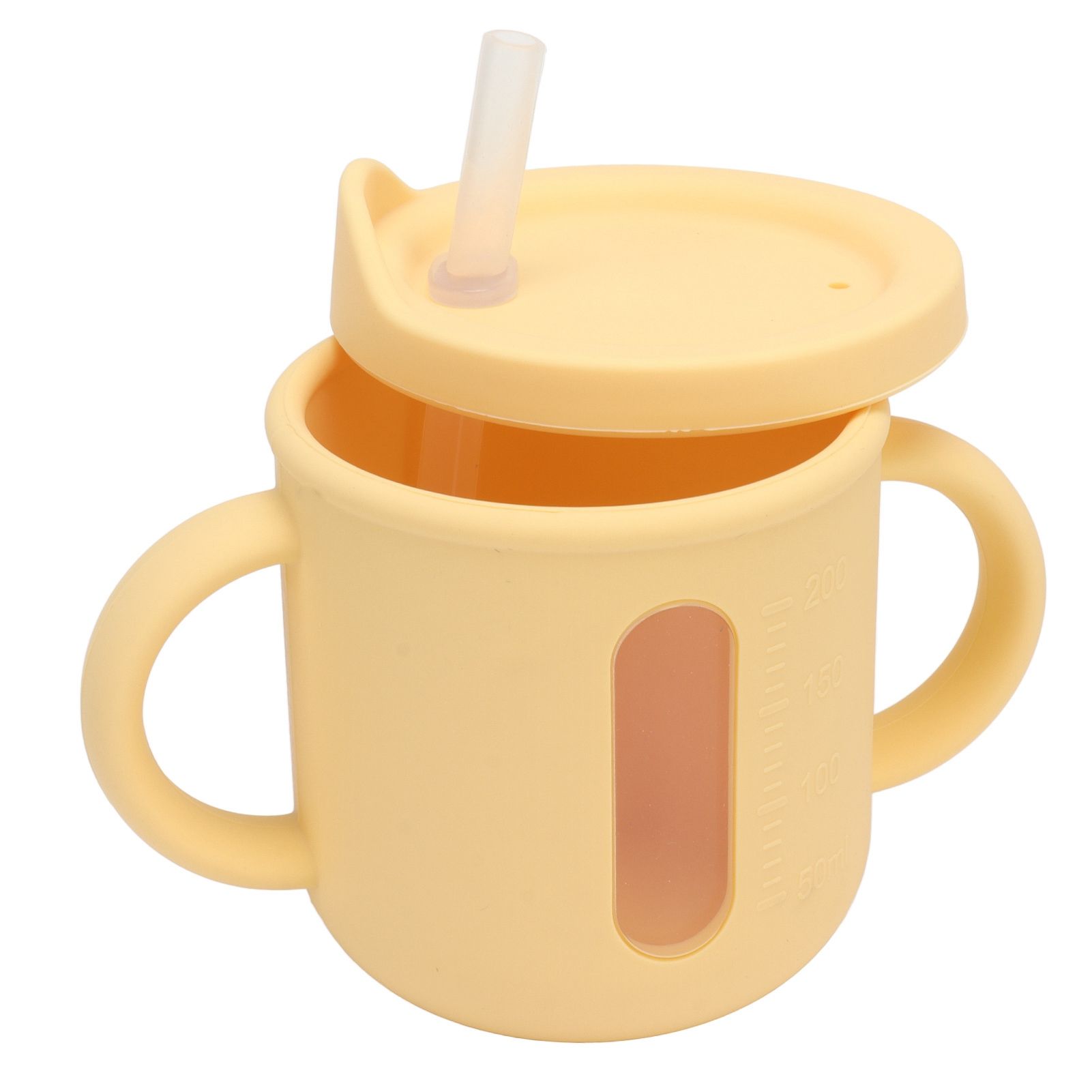 Silicone Sippy Cups Double Handles Lightweight Toddler Training Cup with Tight Leakproof Cover for Home Travelling Yellow - Image 6