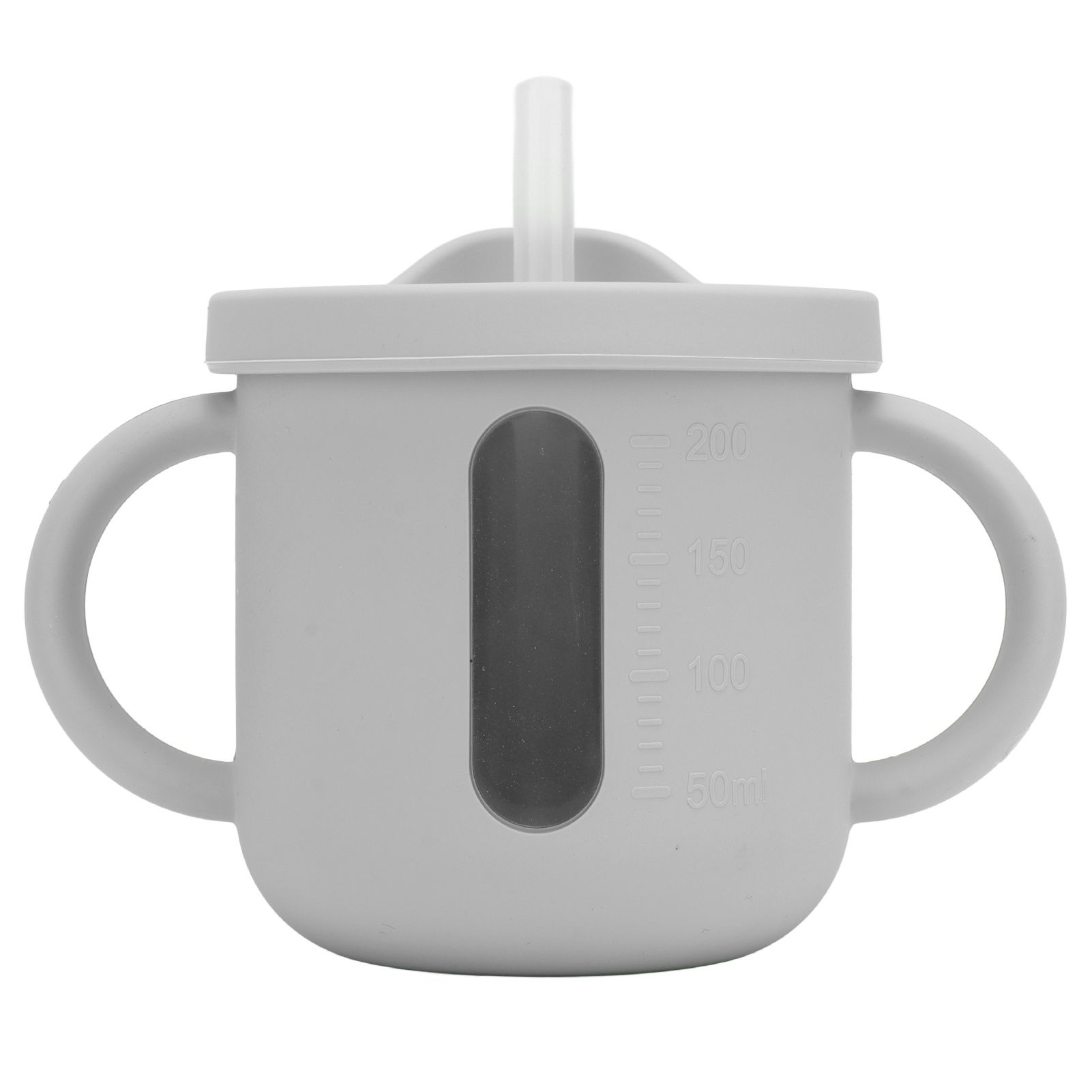 Silicone Sippy Cups Double Handles Lightweight Toddler Training Cup with Tight Leakproof Cover for Home Travelling Grey - Image 1