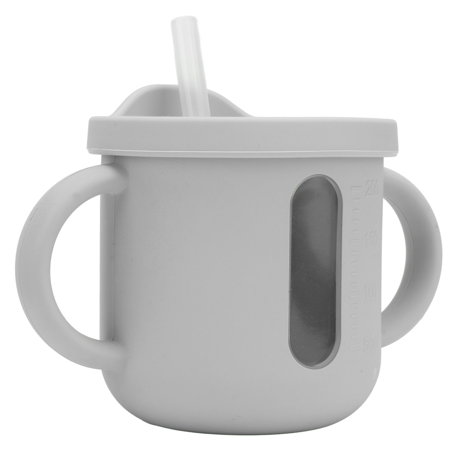 Silicone Sippy Cups Double Handles Lightweight Toddler Training Cup with Tight Leakproof Cover for Home Travelling Grey - Image 2