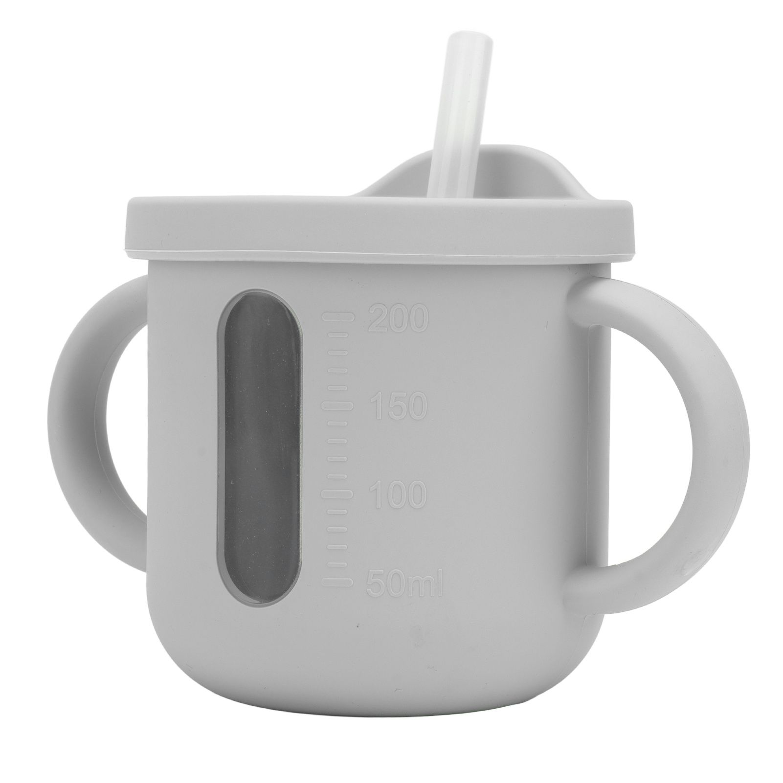 Silicone Sippy Cups Double Handles Lightweight Toddler Training Cup with Tight Leakproof Cover for Home Travelling Grey - Image 3