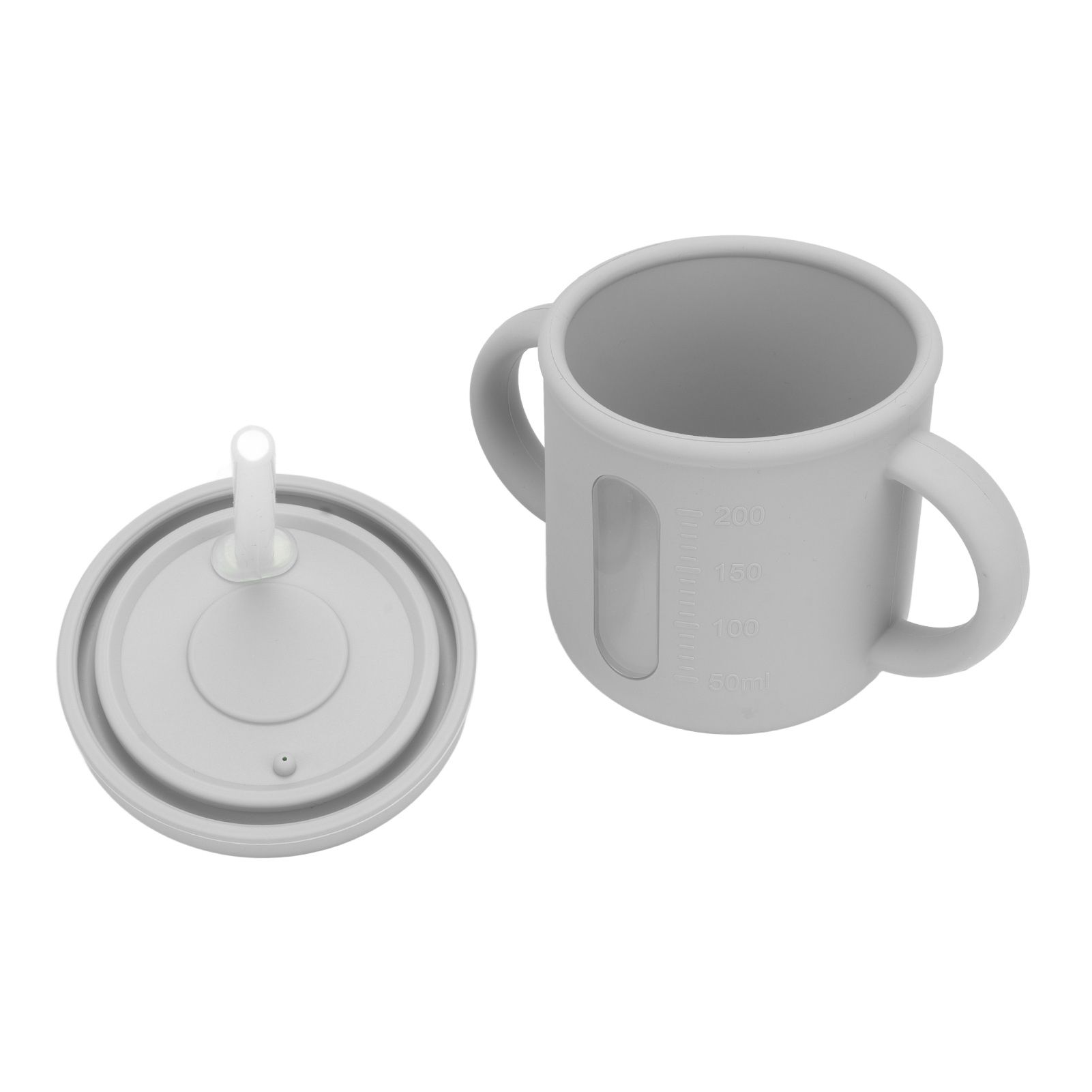 Silicone Sippy Cups Double Handles Lightweight Toddler Training Cup with Tight Leakproof Cover for Home Travelling Grey - Image 4