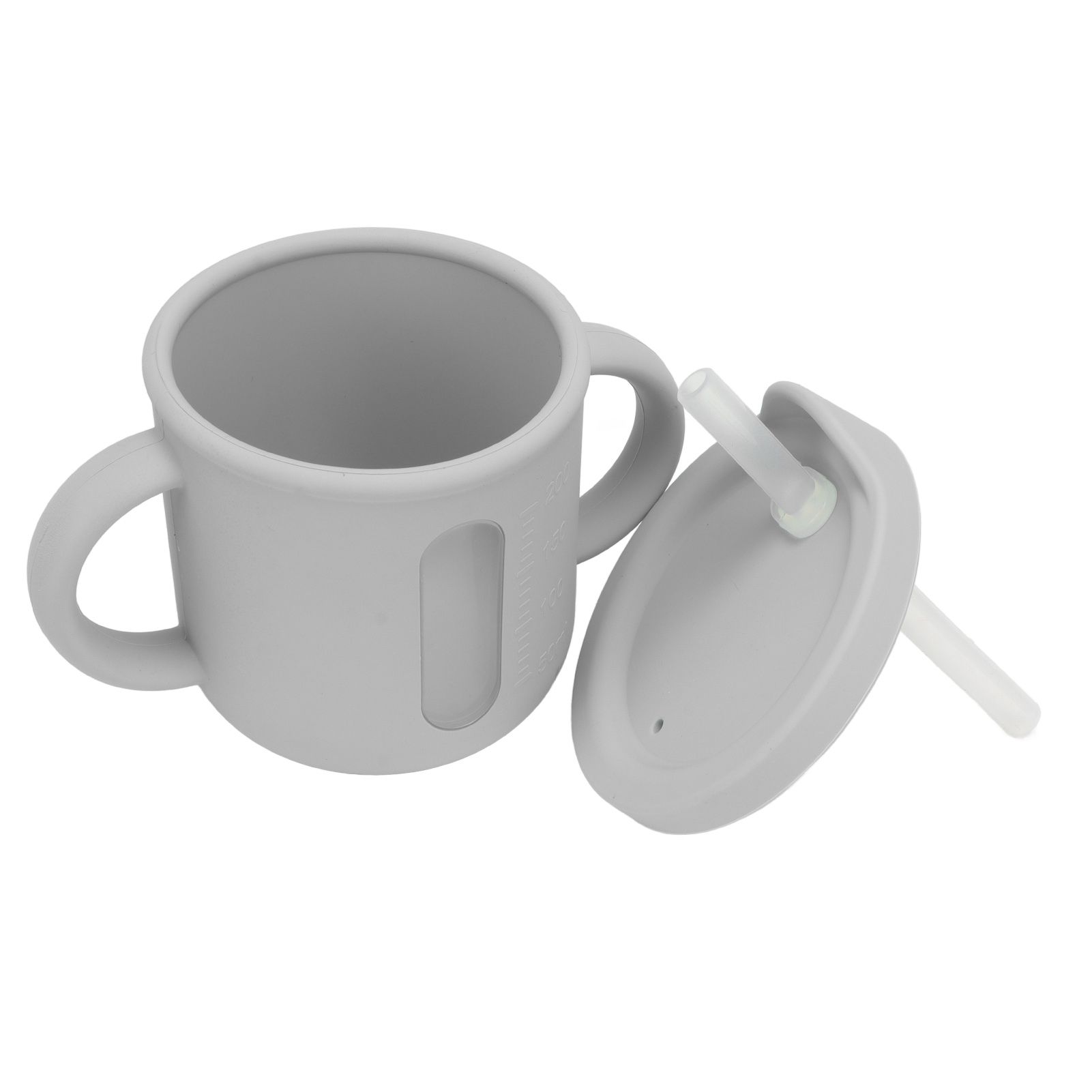 Silicone Sippy Cups Double Handles Lightweight Toddler Training Cup with Tight Leakproof Cover for Home Travelling Grey - Image 5