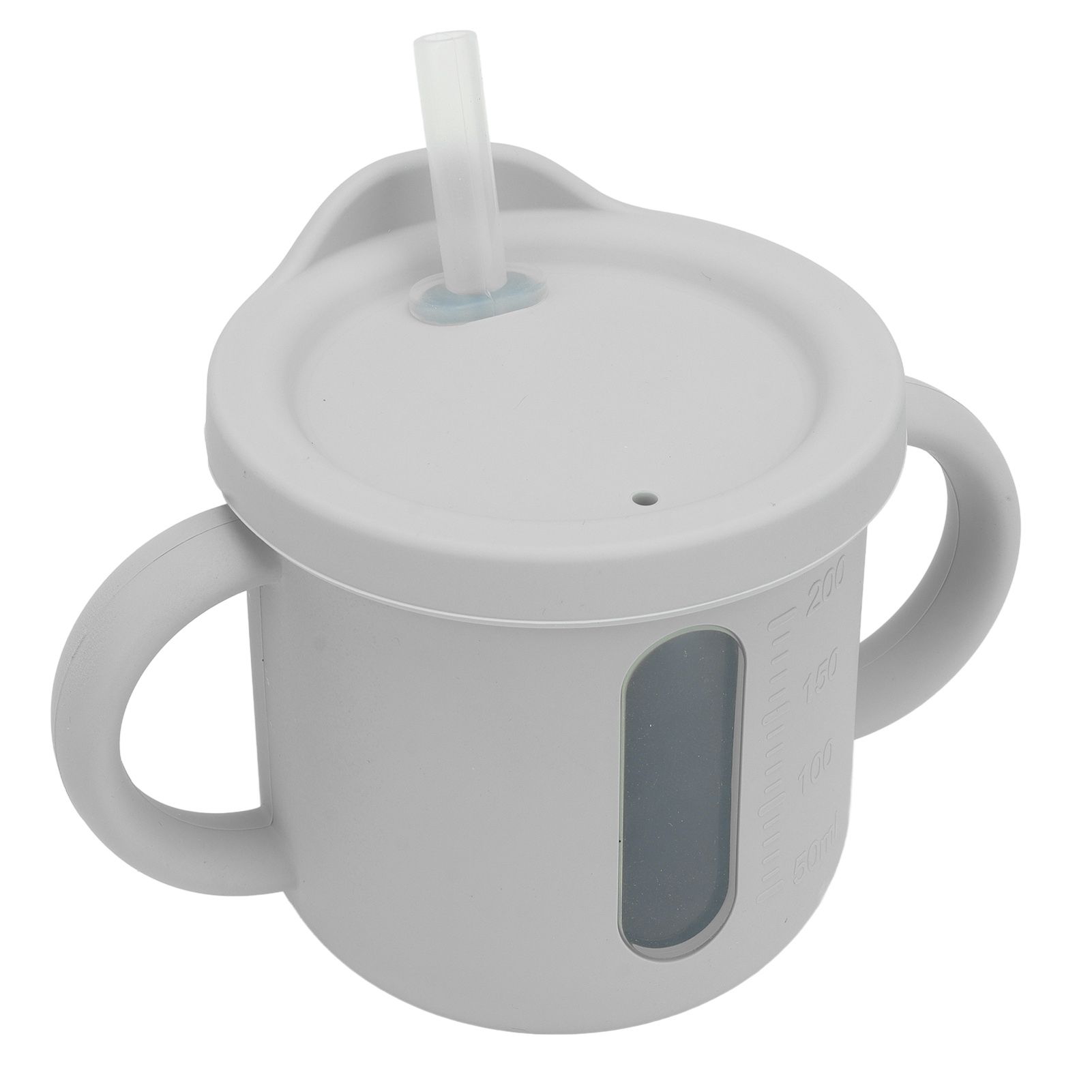 Silicone Sippy Cups Double Handles Lightweight Toddler Training Cup with Tight Leakproof Cover for Home Travelling Grey - Image 7
