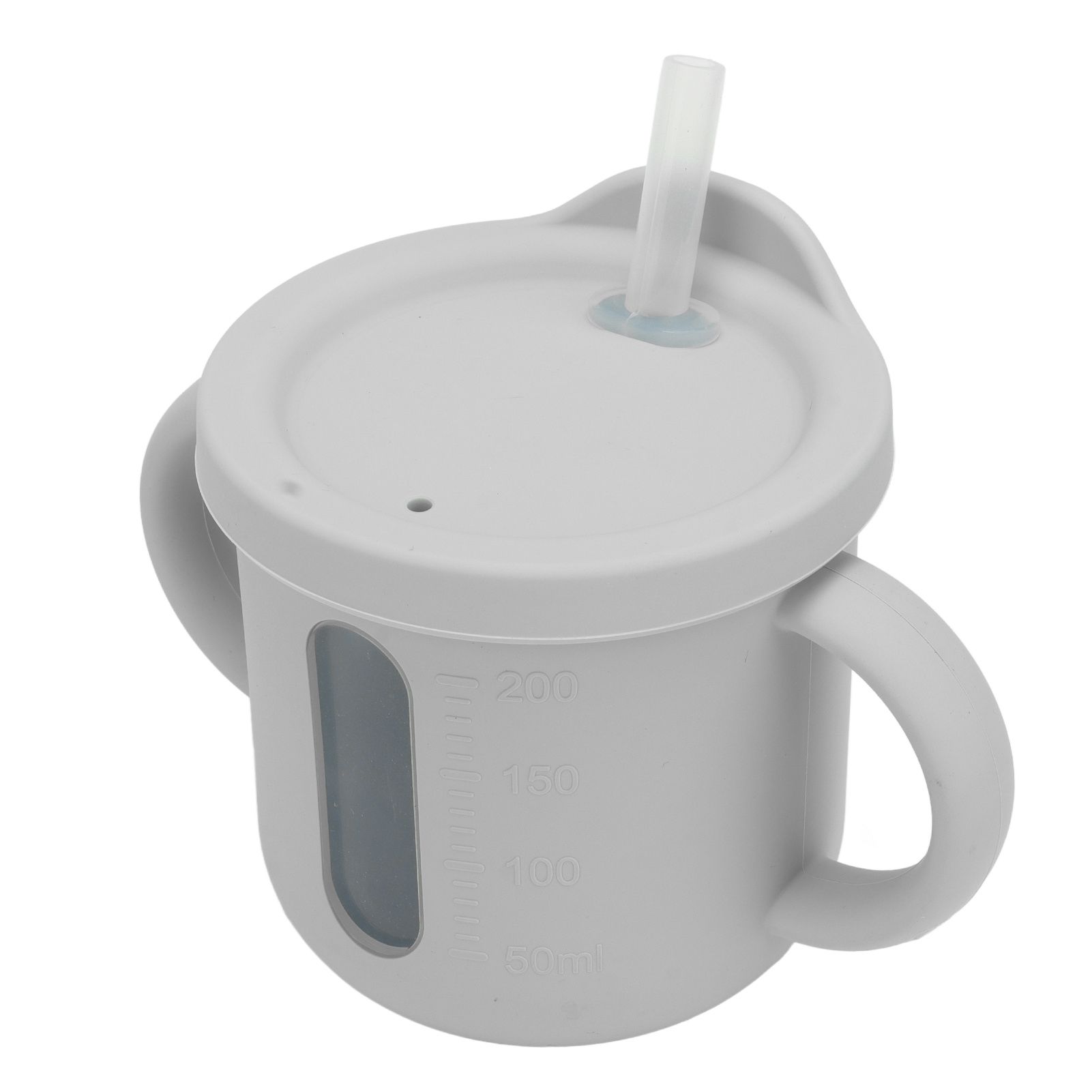 Silicone Sippy Cups Double Handles Lightweight Toddler Training Cup with Tight Leakproof Cover for Home Travelling Grey - Image 8