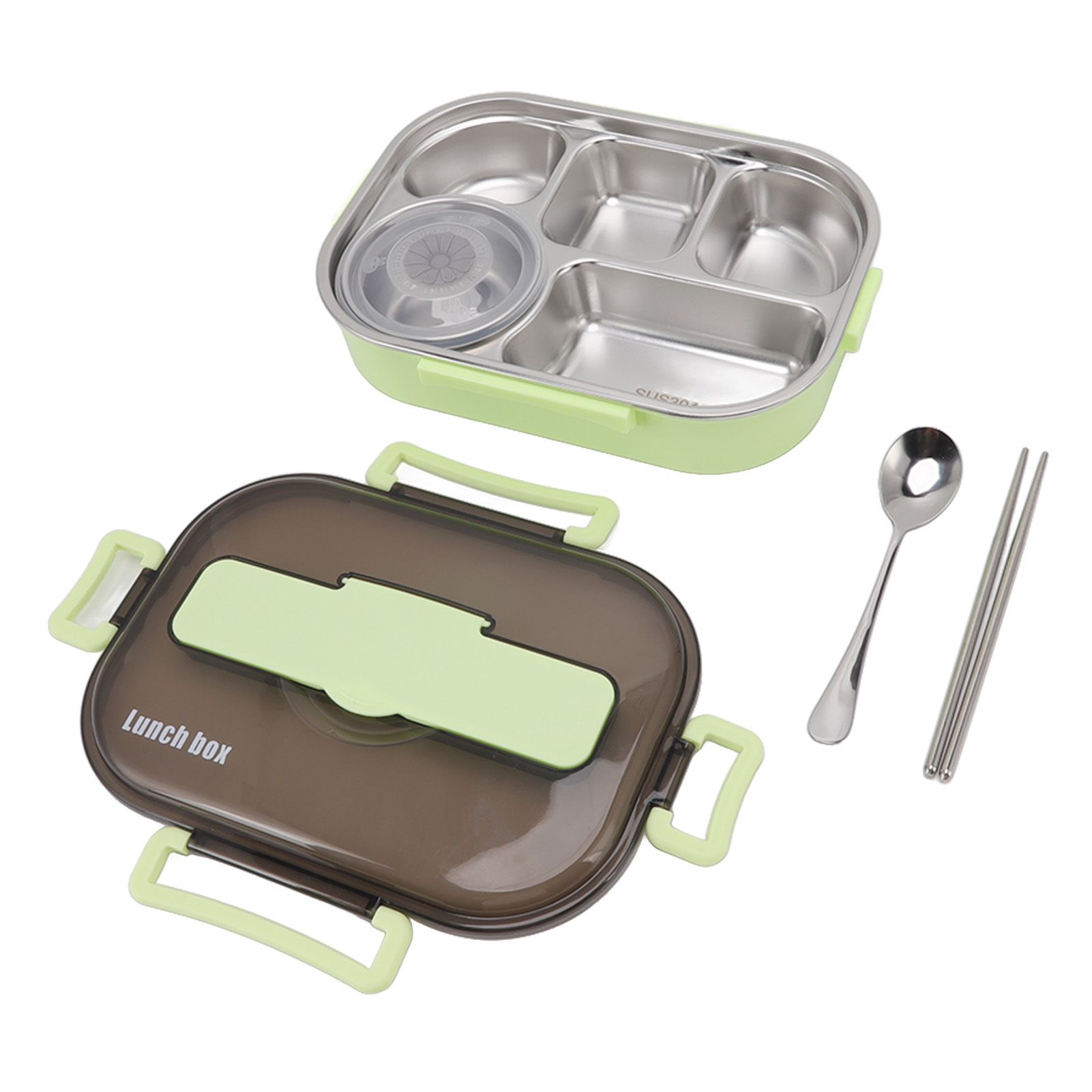 Lunch Container Box Stainless Steel Thermal Lunch Storage Box with Soup Bowl Chopsticks Spoon for Adults Children Green - Image 3