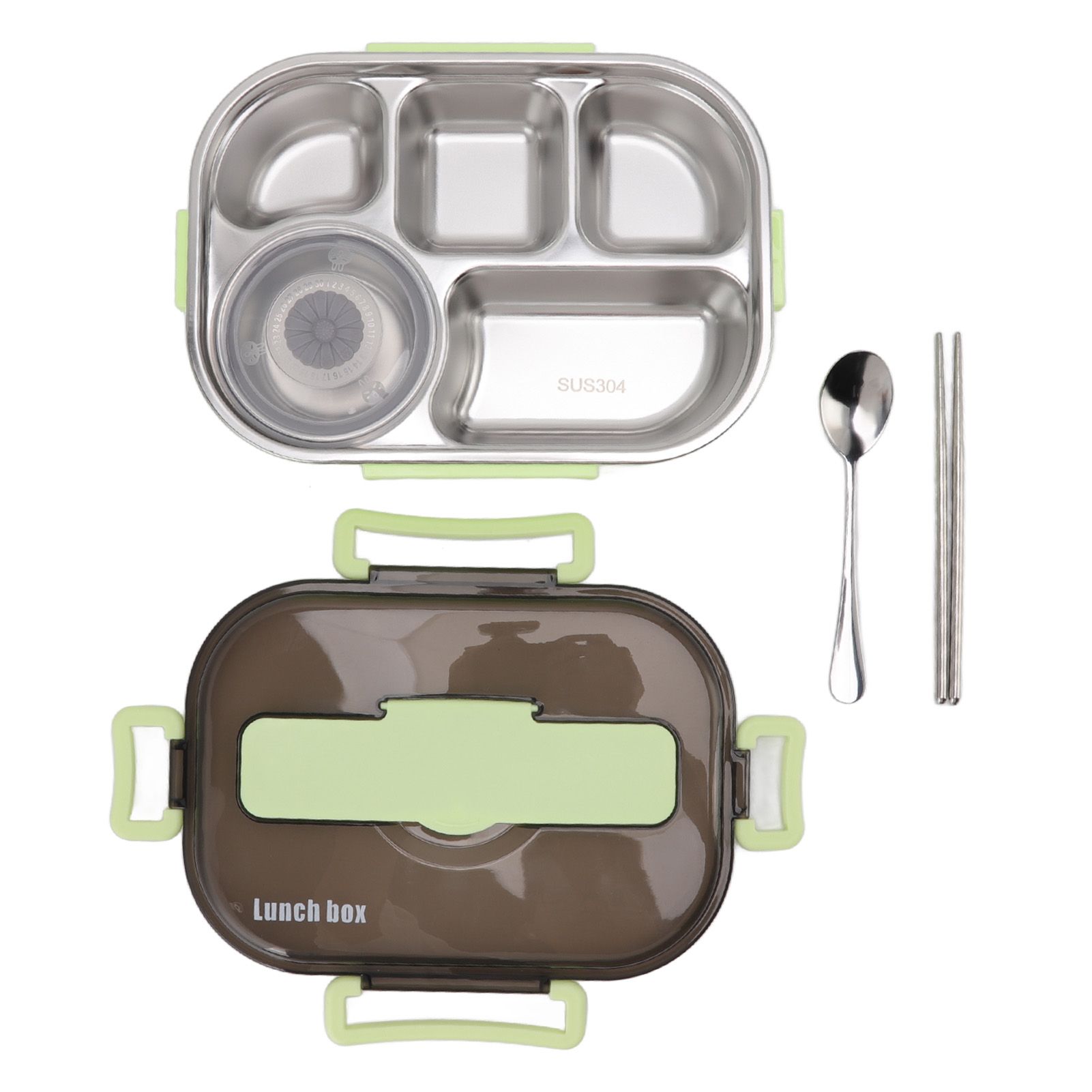 Lunch Container Box Stainless Steel Thermal Lunch Storage Box with Soup Bowl Chopsticks Spoon for Adults Children Green - Image 4