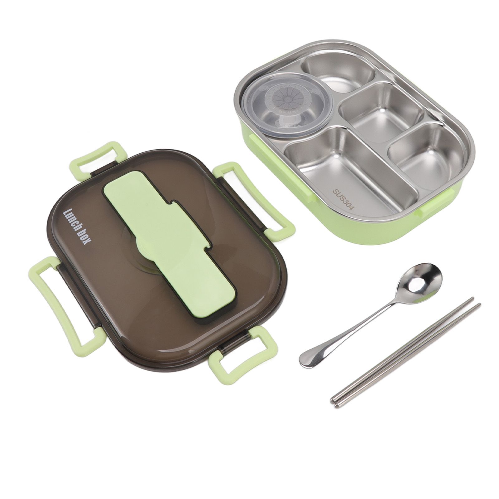 Lunch Container Box Stainless Steel Thermal Lunch Storage Box with Soup Bowl Chopsticks Spoon for Adults Children Green - Image 5