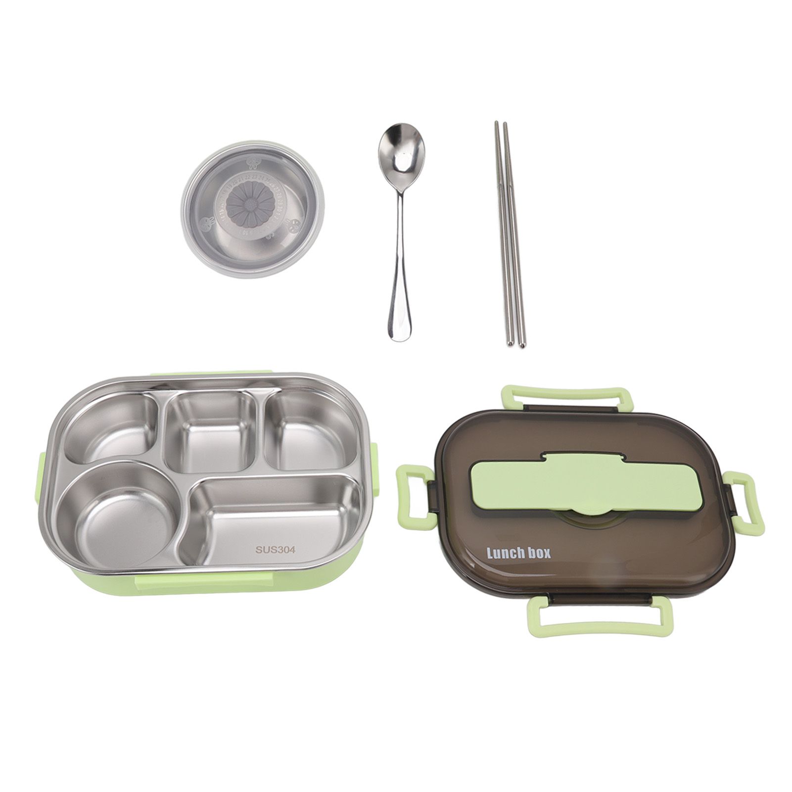 Lunch Container Box Stainless Steel Thermal Lunch Storage Box with Soup Bowl Chopsticks Spoon for Adults Children Green - Image 6