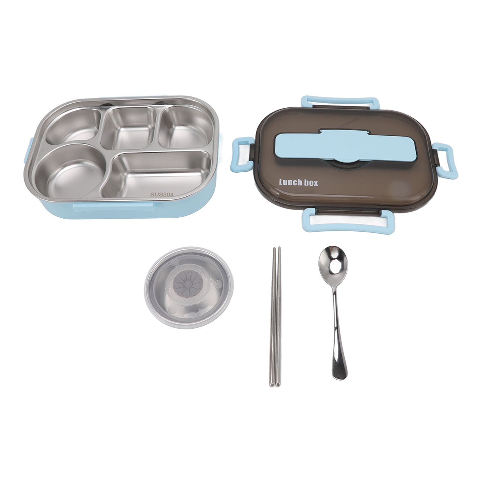 Lunch Container Box Stainless Steel Thermal Lunch Storage Box with Soup Bowl Chopsticks Spoon for Adults Children Blue - Image 2