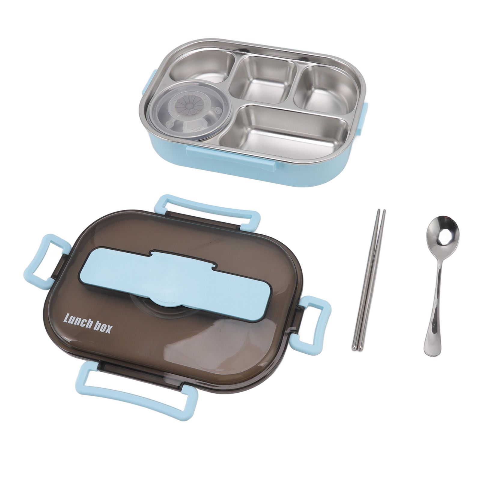 Lunch Container Box Stainless Steel Thermal Lunch Storage Box with Soup Bowl Chopsticks Spoon for Adults Children Blue - Image 3