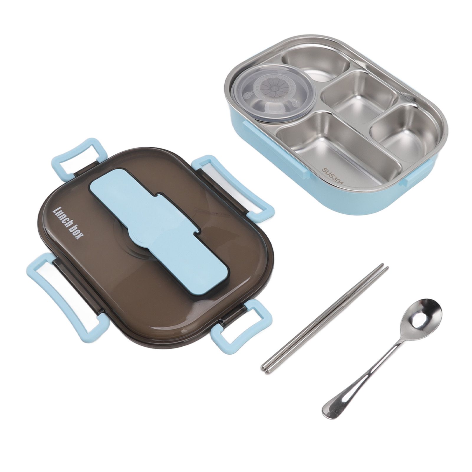 Lunch Container Box Stainless Steel Thermal Lunch Storage Box with Soup Bowl Chopsticks Spoon for Adults Children Blue - Image 5