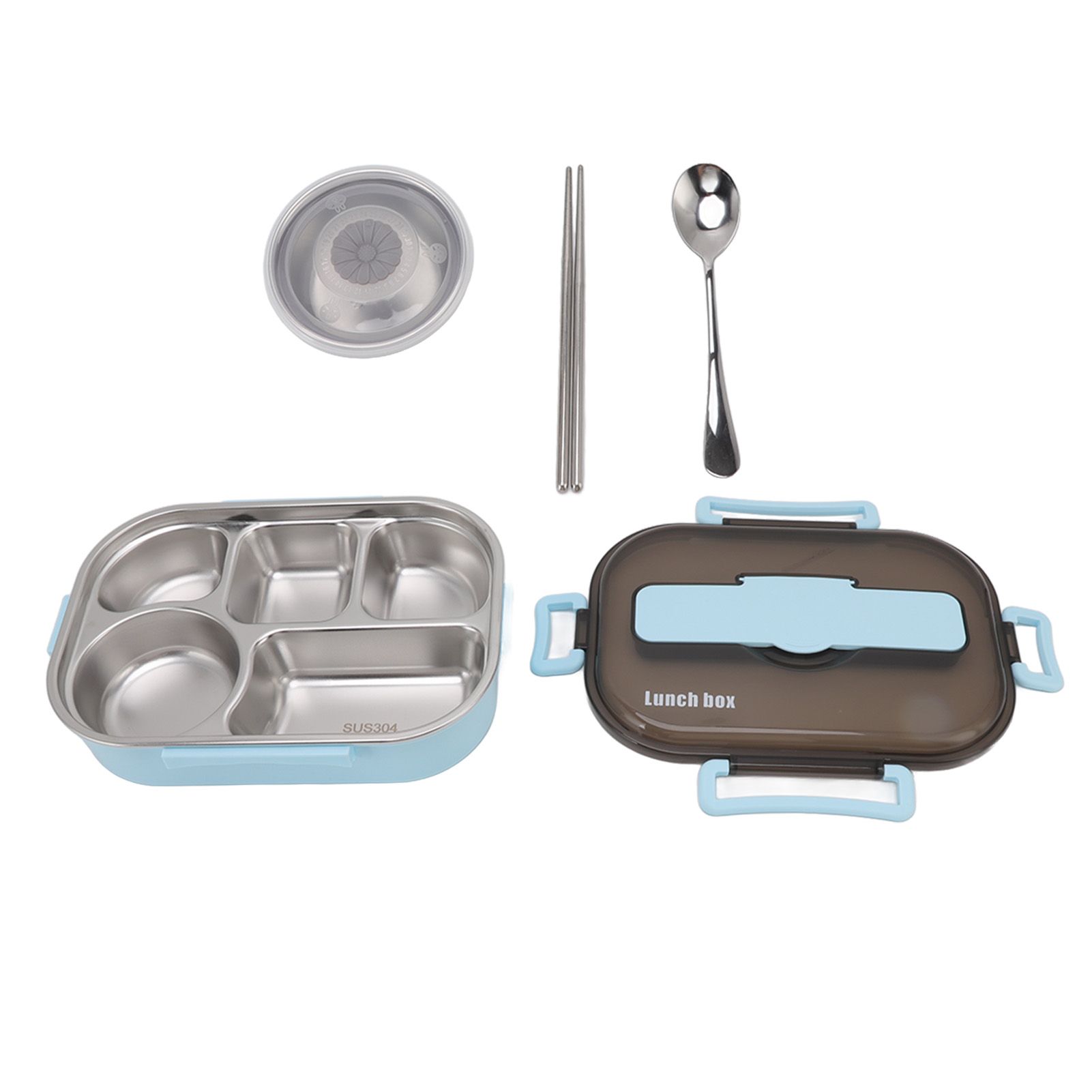 Lunch Container Box Stainless Steel Thermal Lunch Storage Box with Soup Bowl Chopsticks Spoon for Adults Children Blue - Image 6