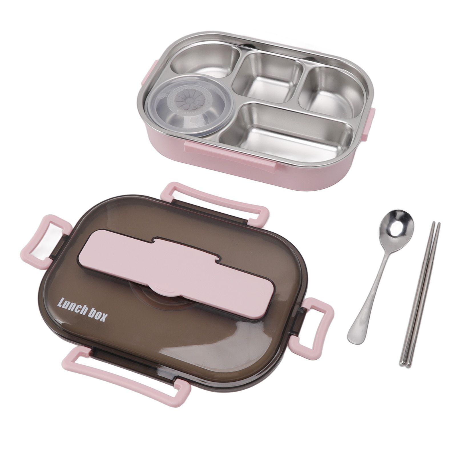 Lunch Container Box Stainless Steel Thermal Lunch Storage Box with Soup Bowl Chopsticks Spoon for Adults Children Pink - Image 3