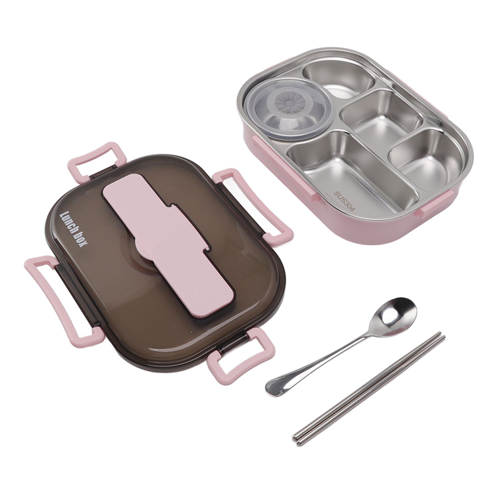 Lunch Container Box Stainless Steel Thermal Lunch Storage Box with Soup Bowl Chopsticks Spoon for Adults Children Pink - Image 5