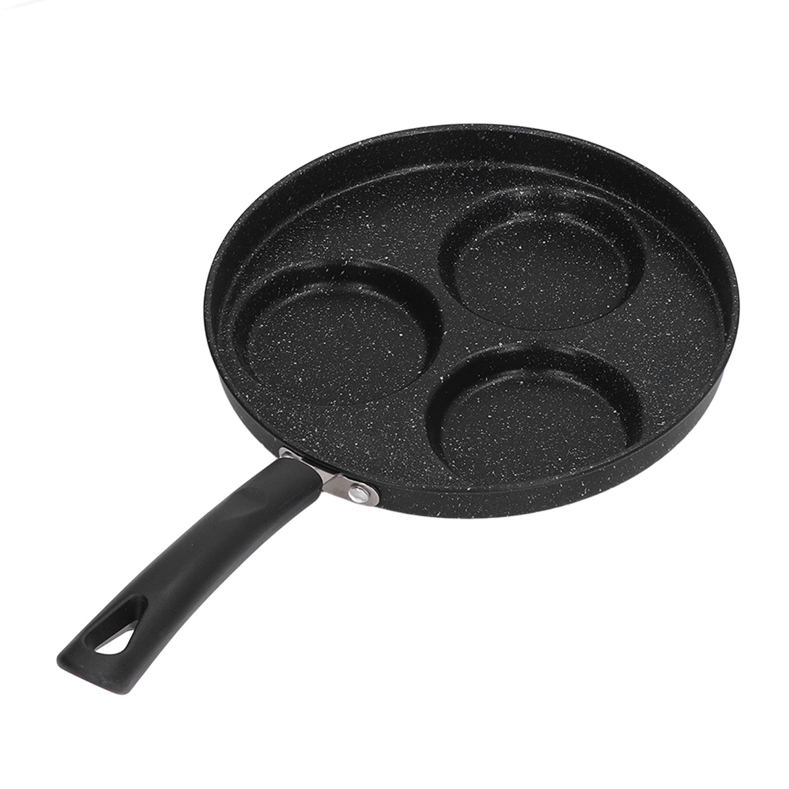 3 Cups Egg Hamburger Pan Metal Iron Heating Evenly Egg Cooker Pan with Comfortable Handle for Omelettes Burgers Pancakes - Image 1