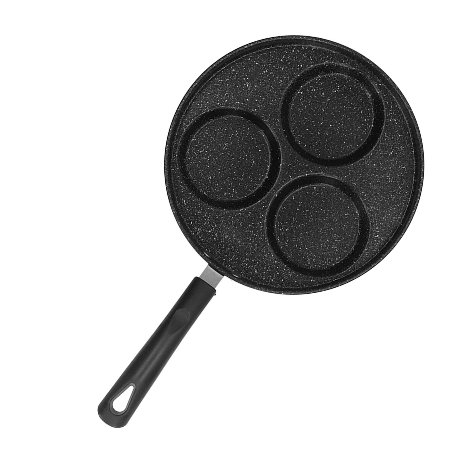 3 Cups Egg Hamburger Pan Metal Iron Heating Evenly Egg Cooker Pan with Comfortable Handle for Omelettes Burgers Pancakes - Image 2