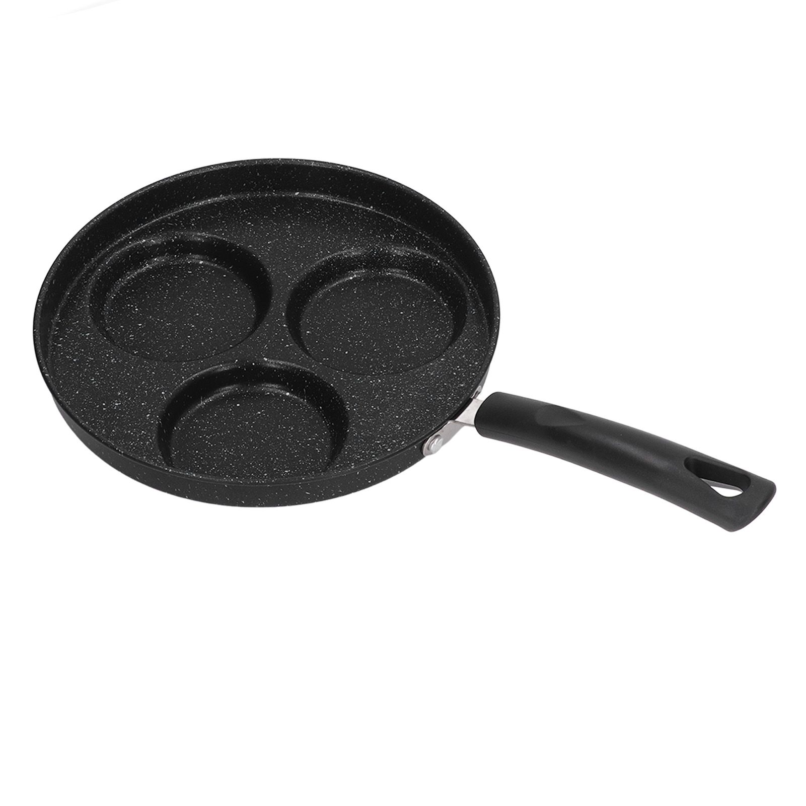 3 Cups Egg Hamburger Pan Metal Iron Heating Evenly Egg Cooker Pan with Comfortable Handle for Omelettes Burgers Pancakes - Image 3